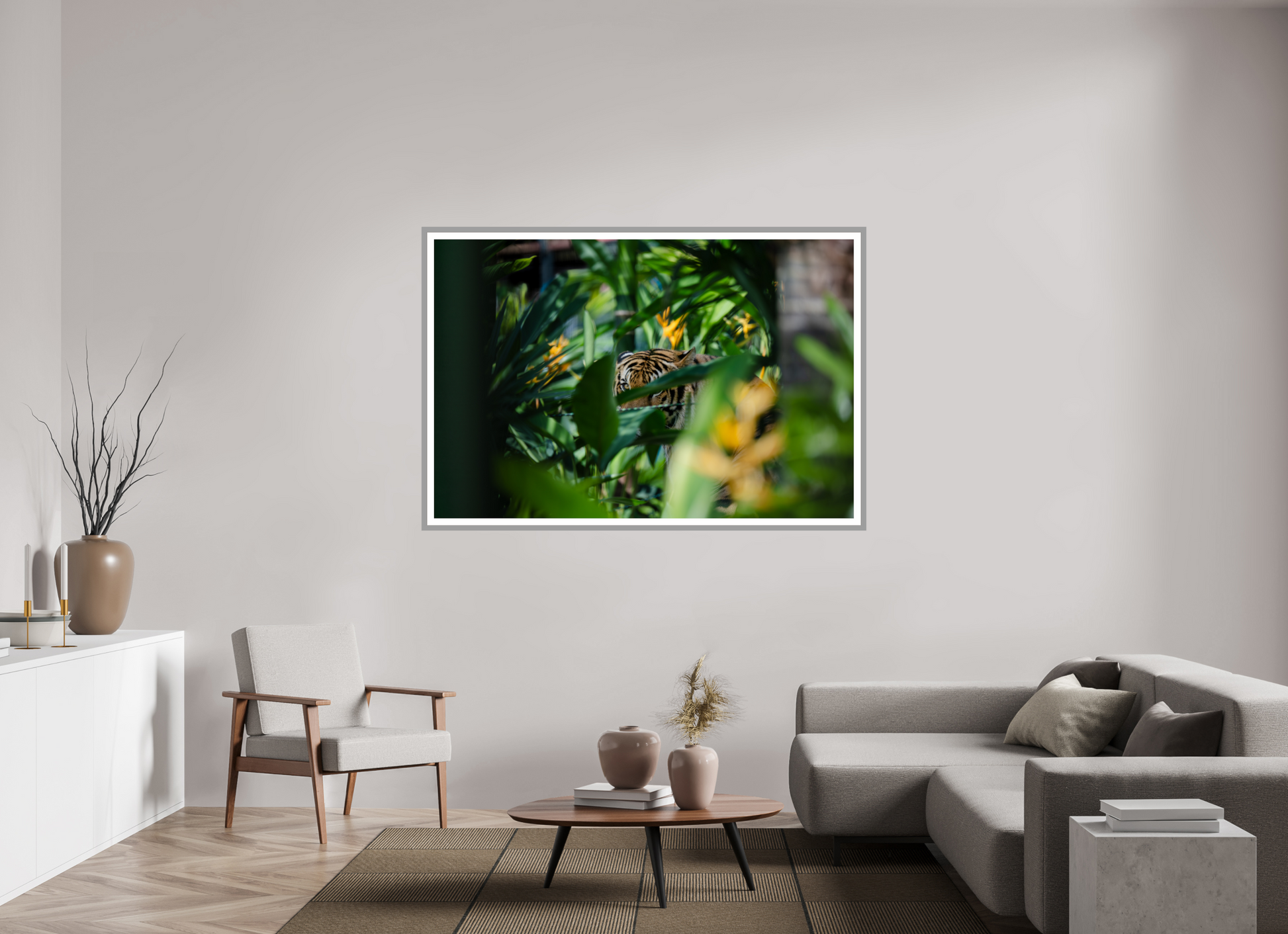 66 x 44″, Matt Light Gray Hidden Gaze