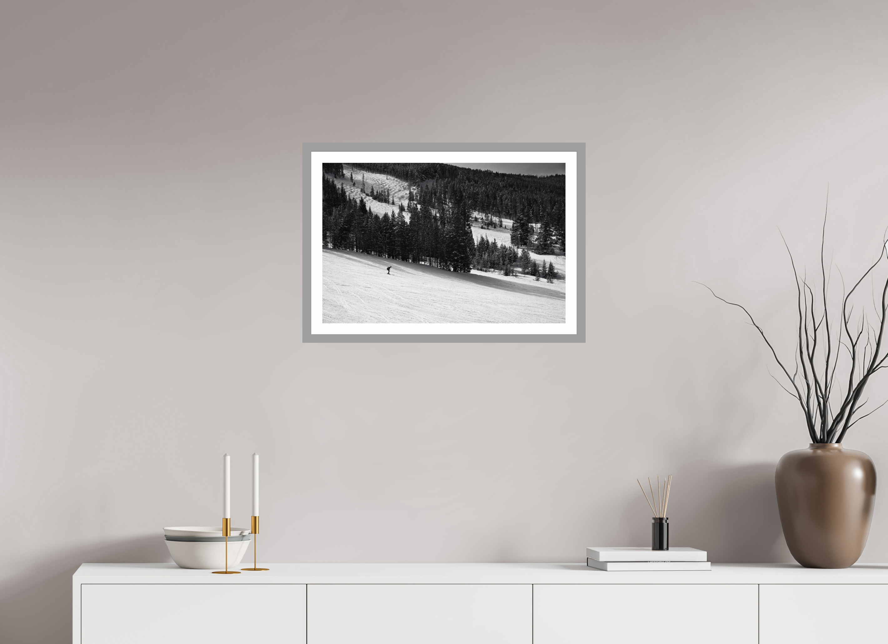 24 x 16″, Matt Light Gray Solitude in Motion