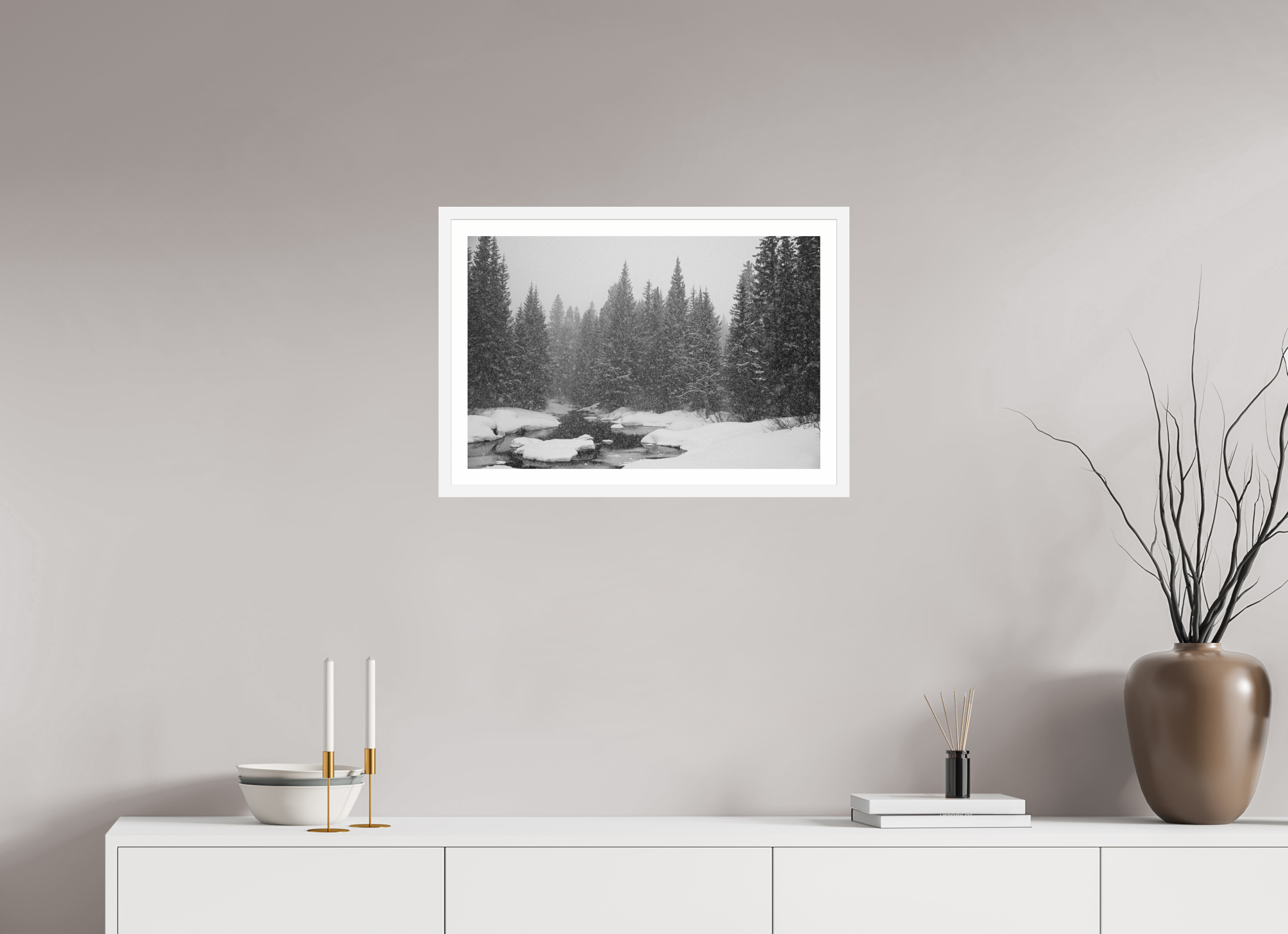 24 x 16″, Matt White Falling Quiet