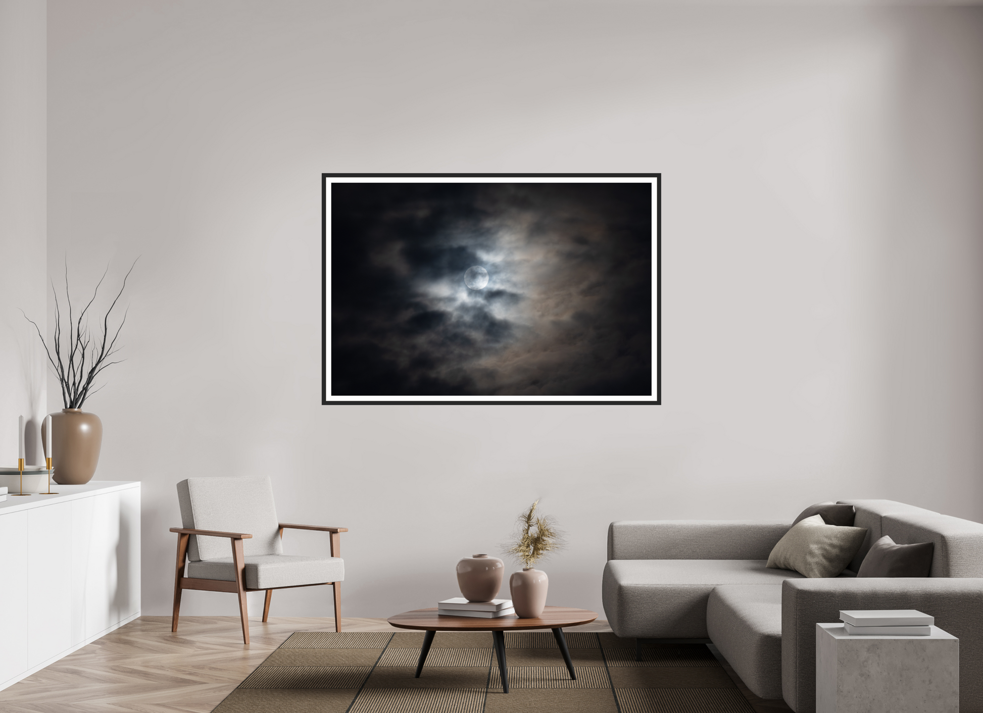 66 x 44″, Matt Black Lunar Light I