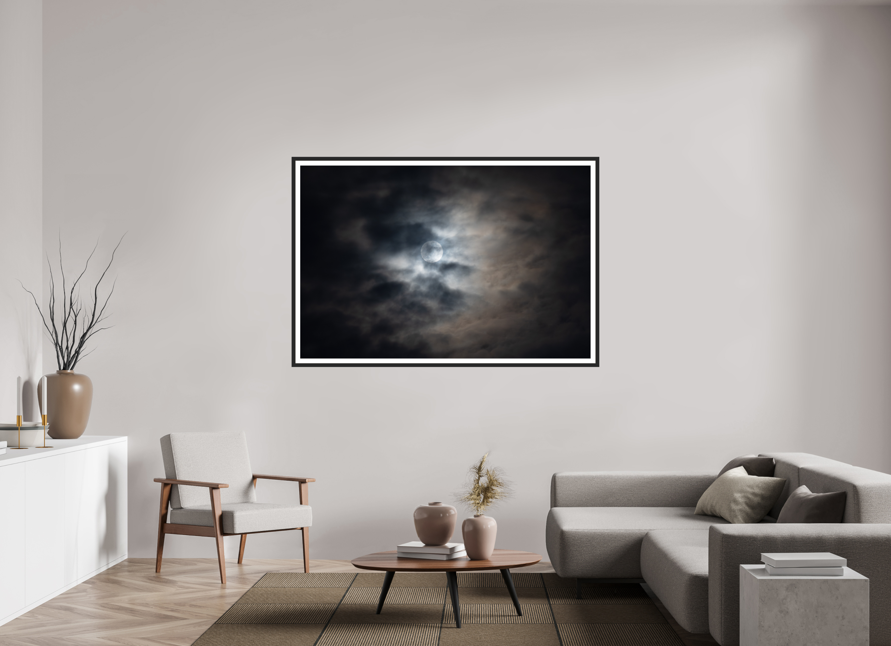 66 x 44″, Matt Black Lunar Light I