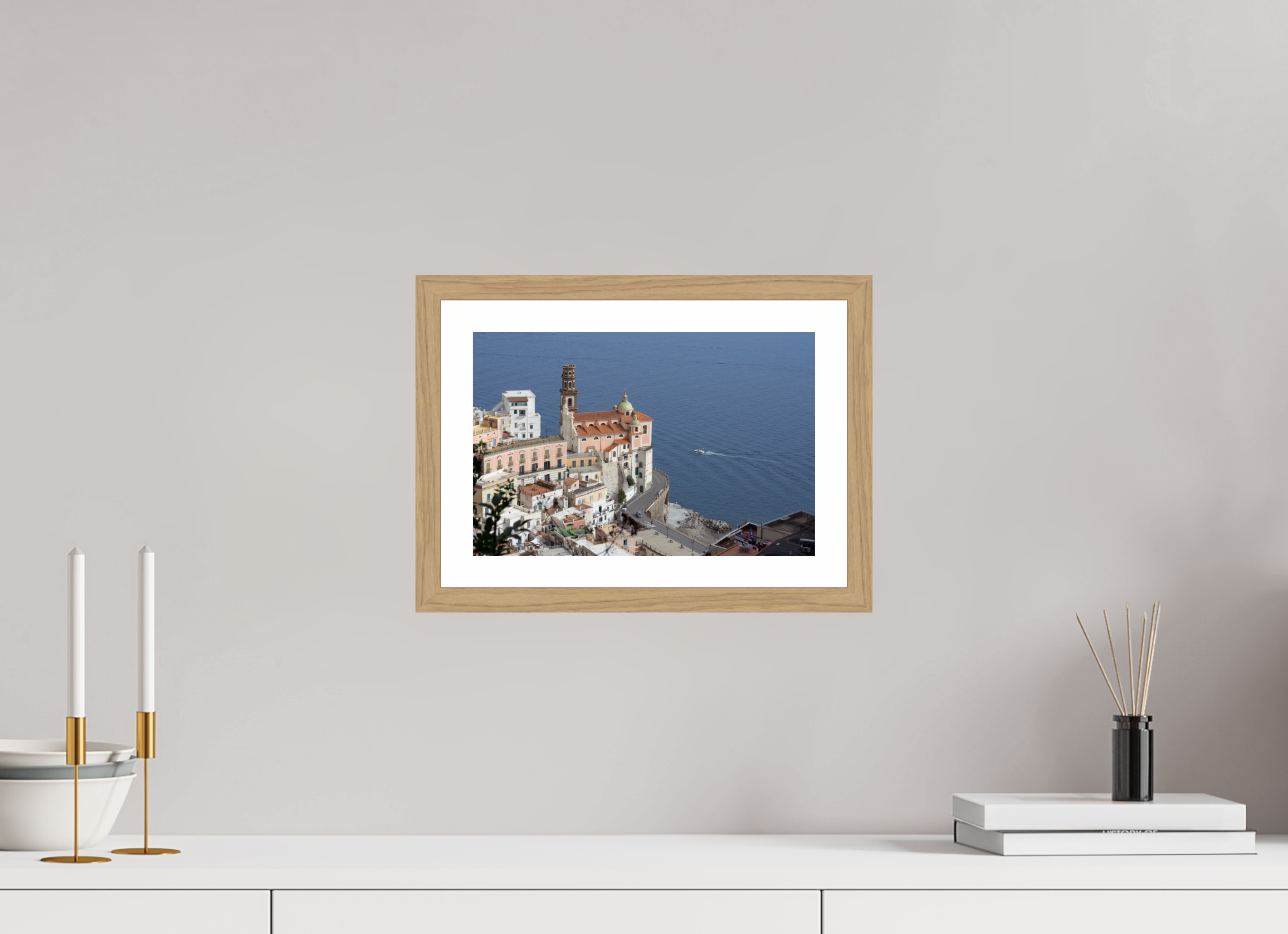 12 x 8″, Natural Oak A Cathedral Over Blue