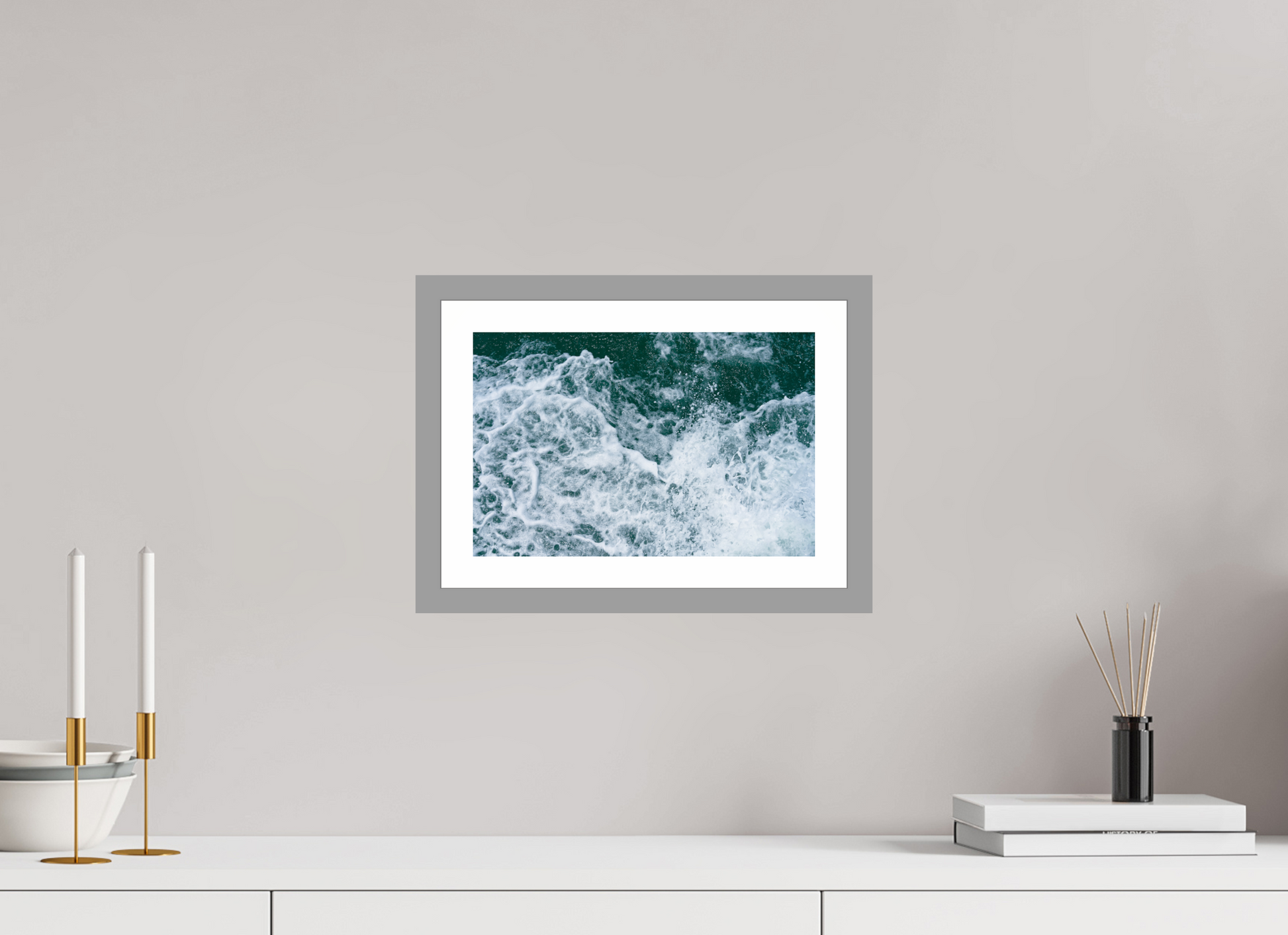 12 x 8″, Matt Light Gray Foam and Fury