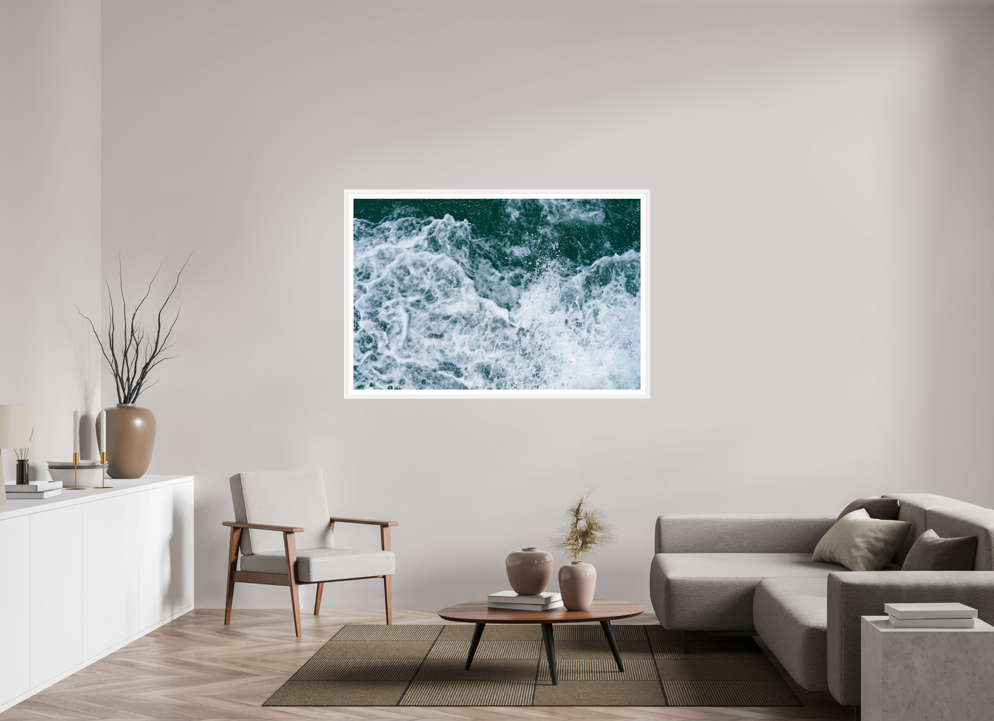 60 x 40″, Matt White Foam and Fury