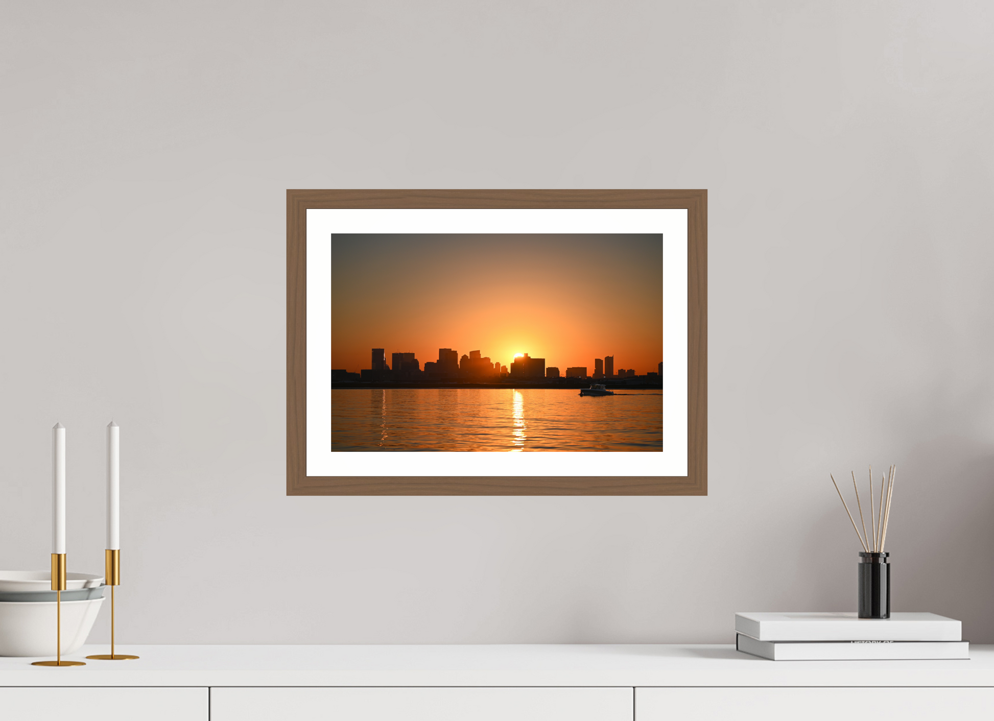 15 x 10″, Walnut The Day Begins in Gold