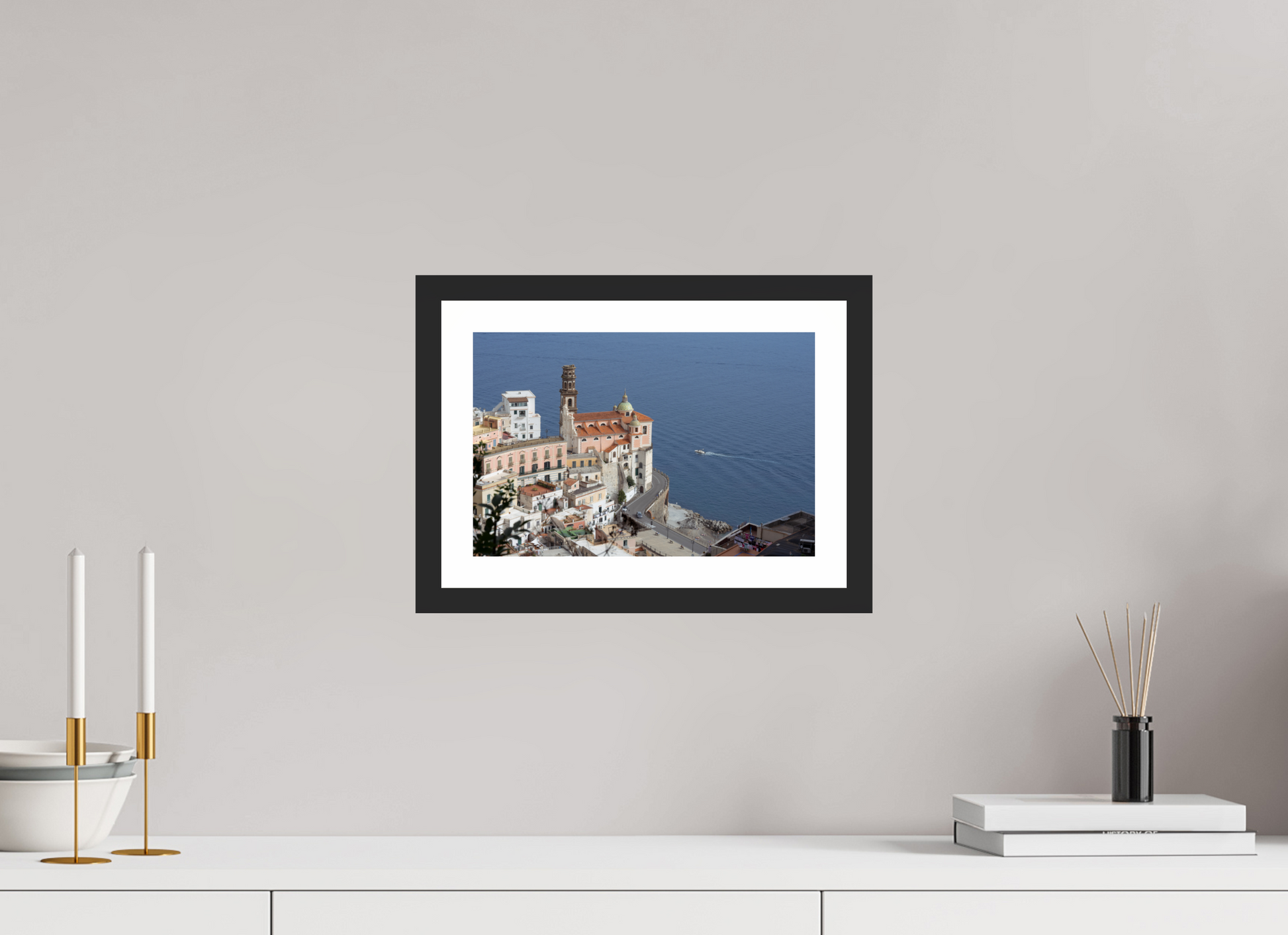 12 x 8″, Matt Black A Cathedral Over Blue