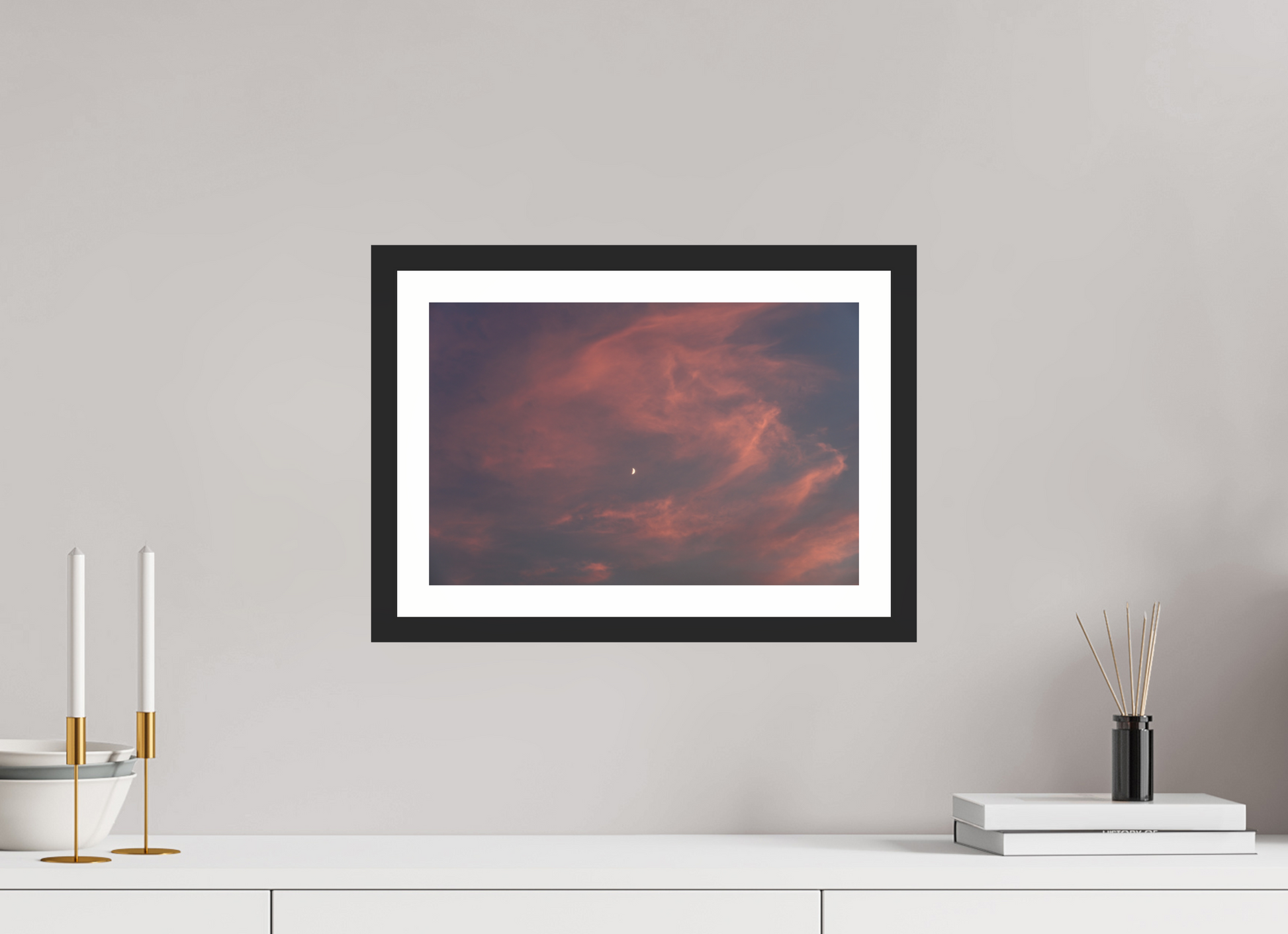 15 x 10″, Matt Black Crescent in Blush