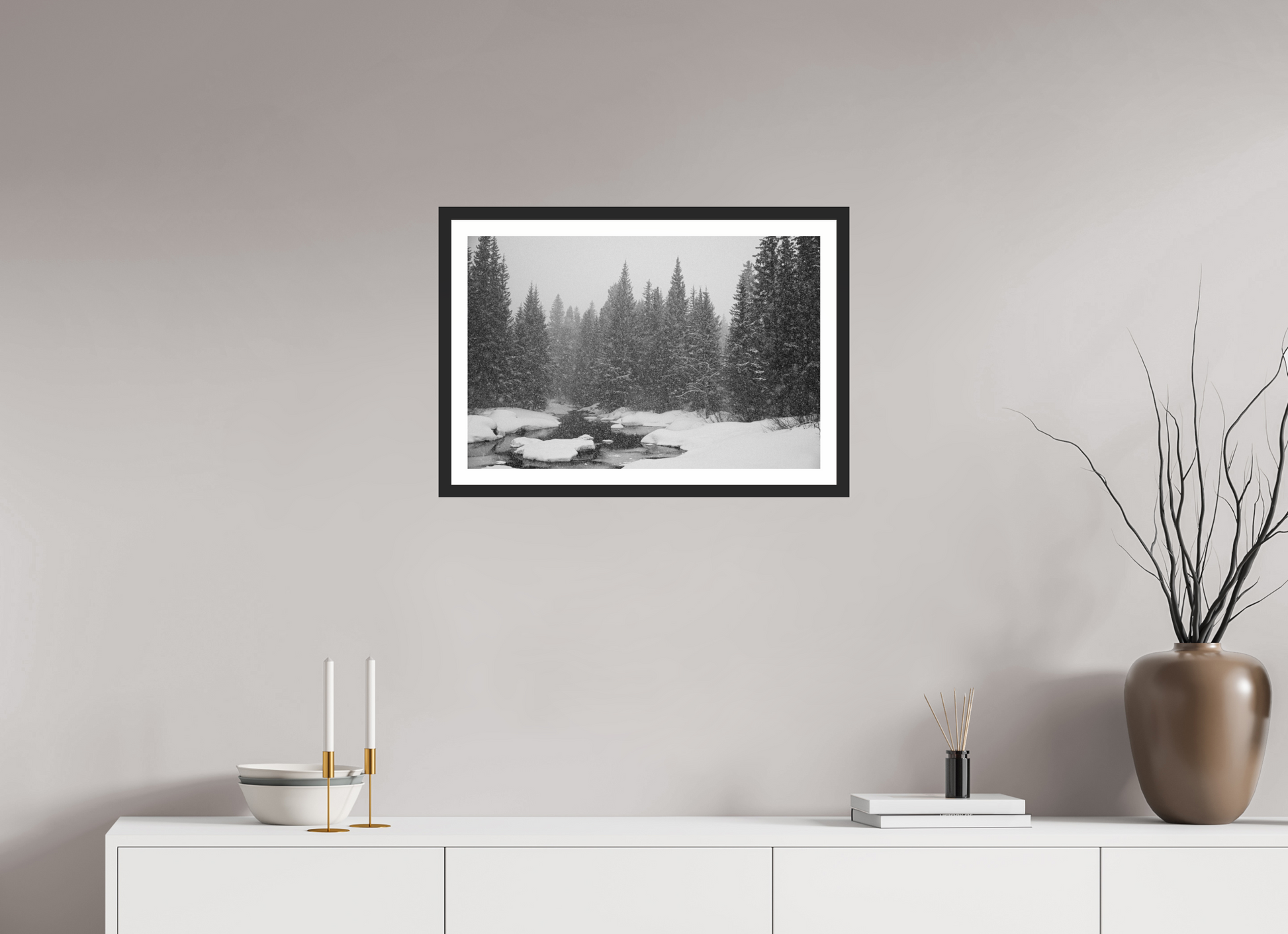 24 x 16″, Matt Black Falling Quiet