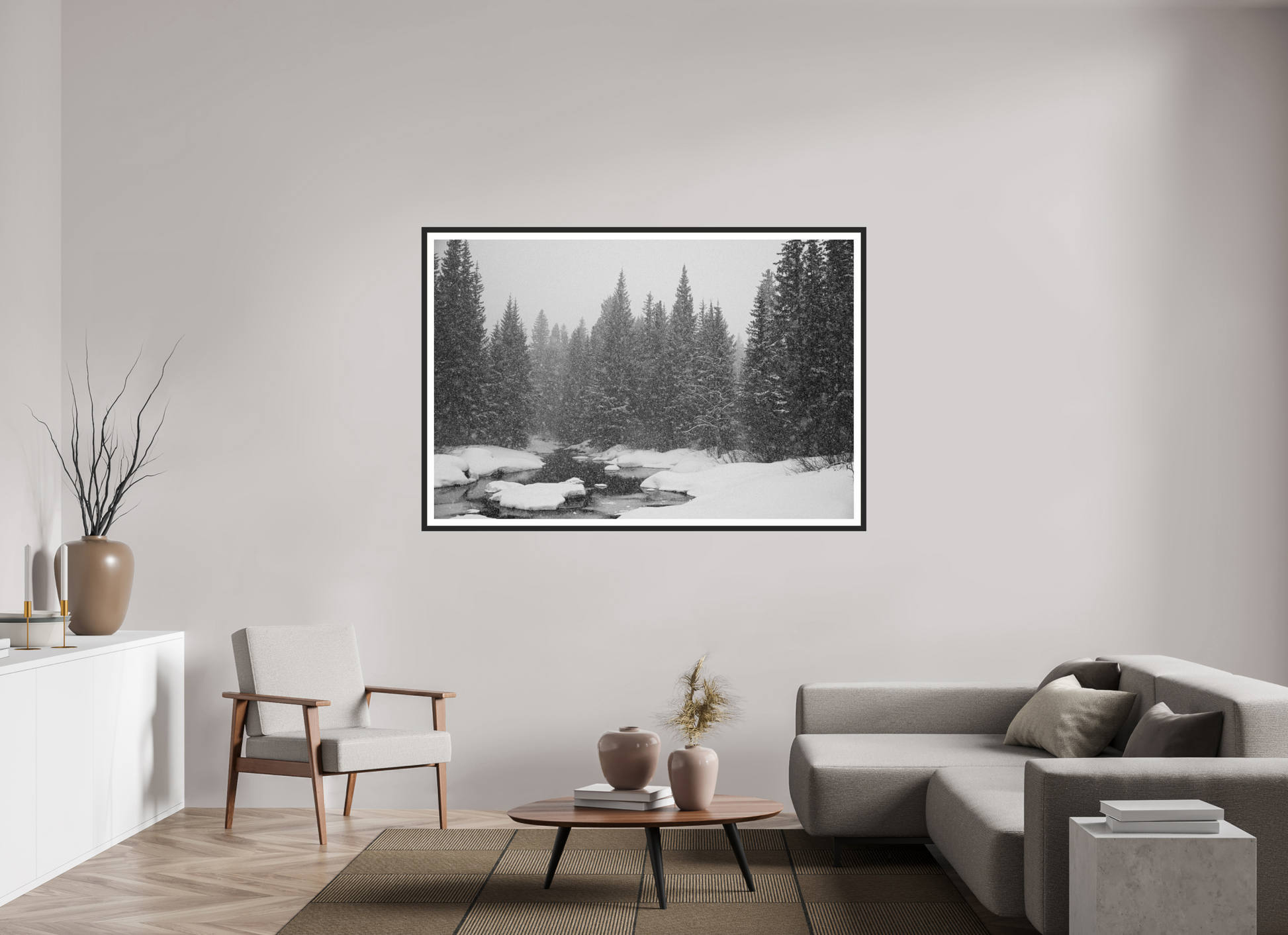 66 x 44″, Matt Black Falling Quiet