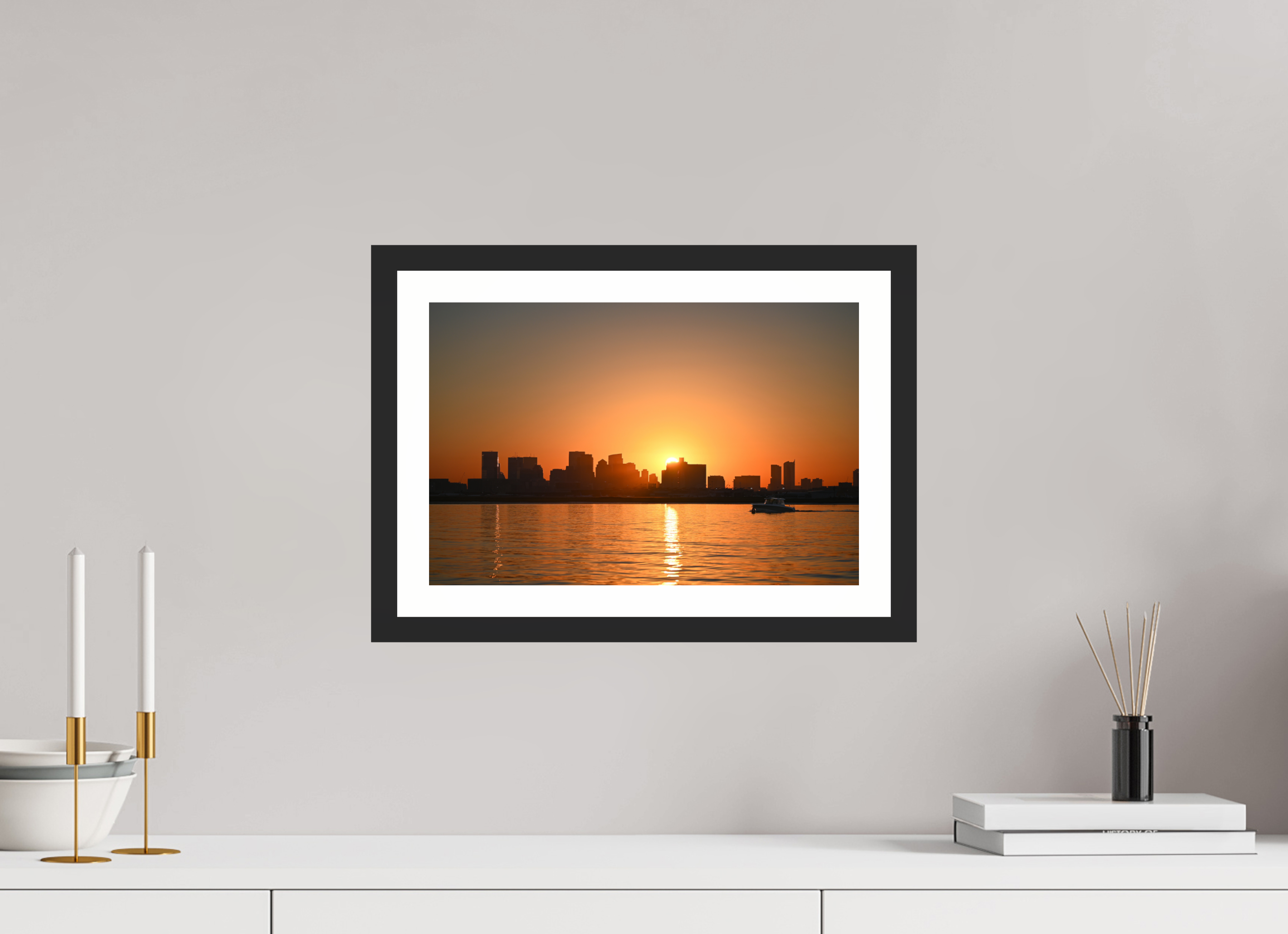 15 x 10″, Matt Black The Day Begins in Gold