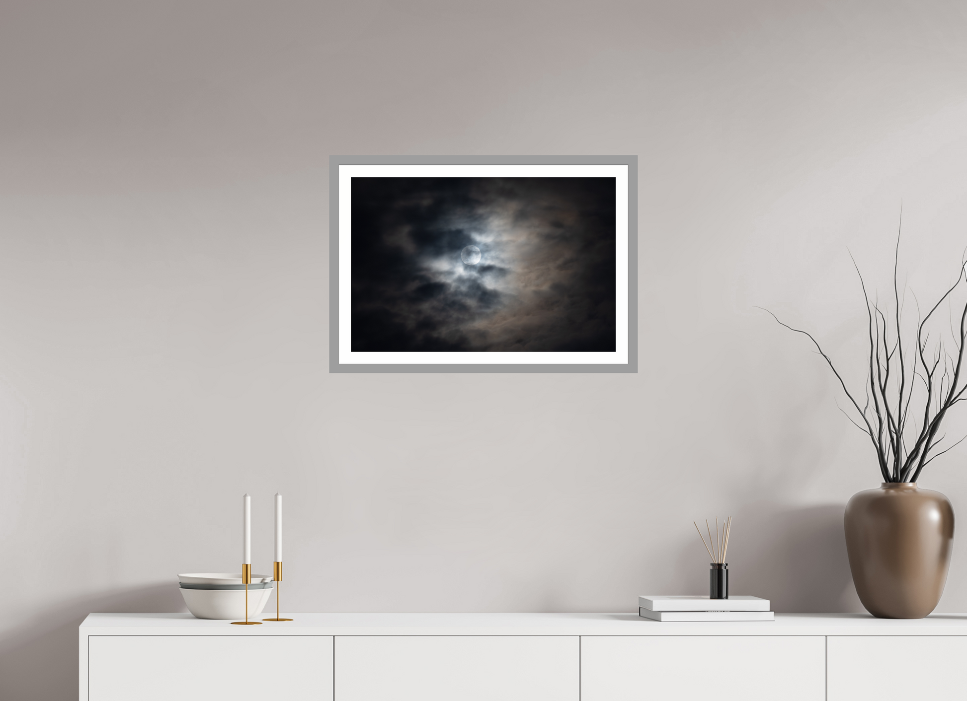 24 x 16″, Matt Light Gray Lunar Light I