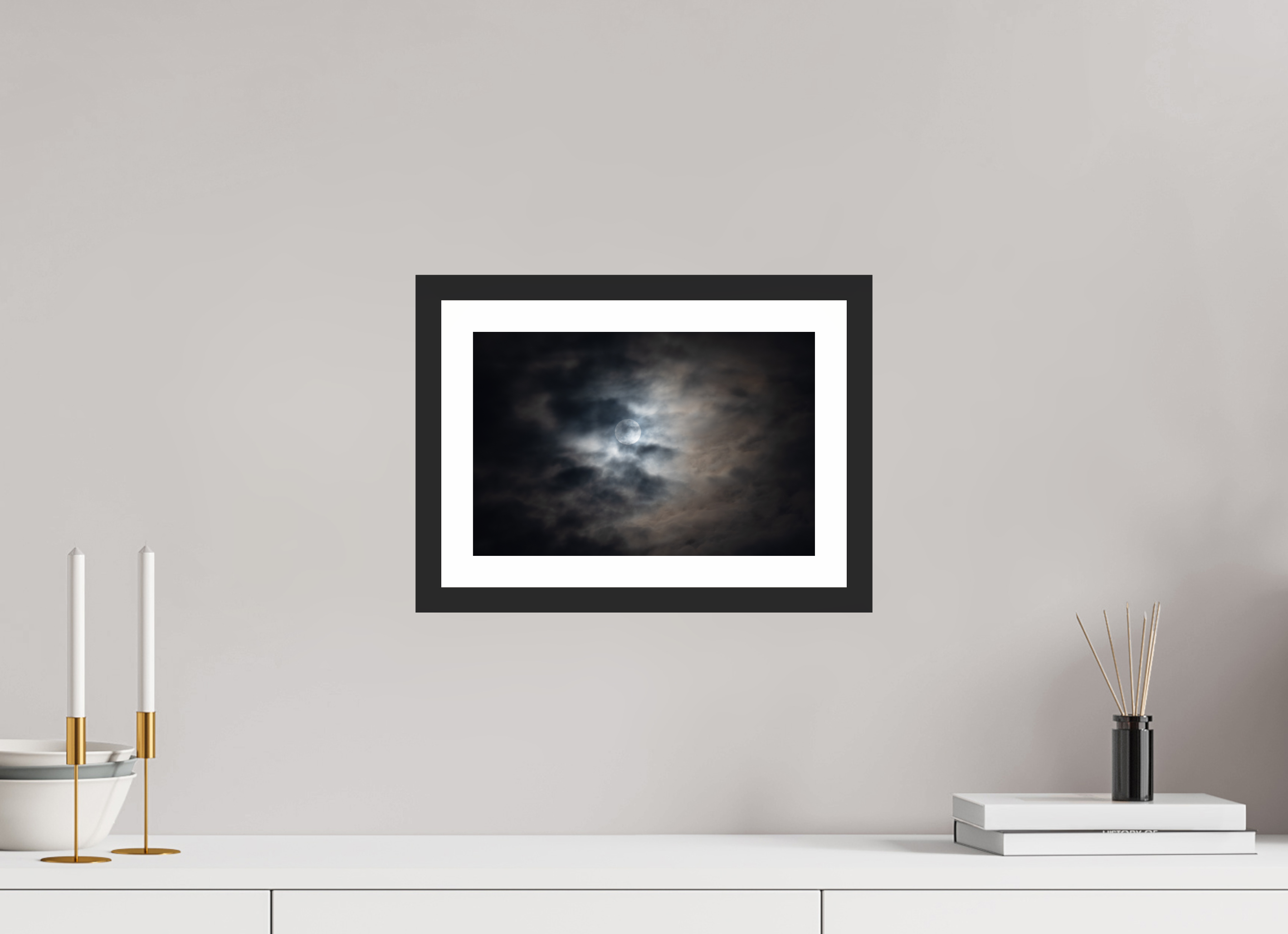 12 x 8″, Matt Black Lunar Light I