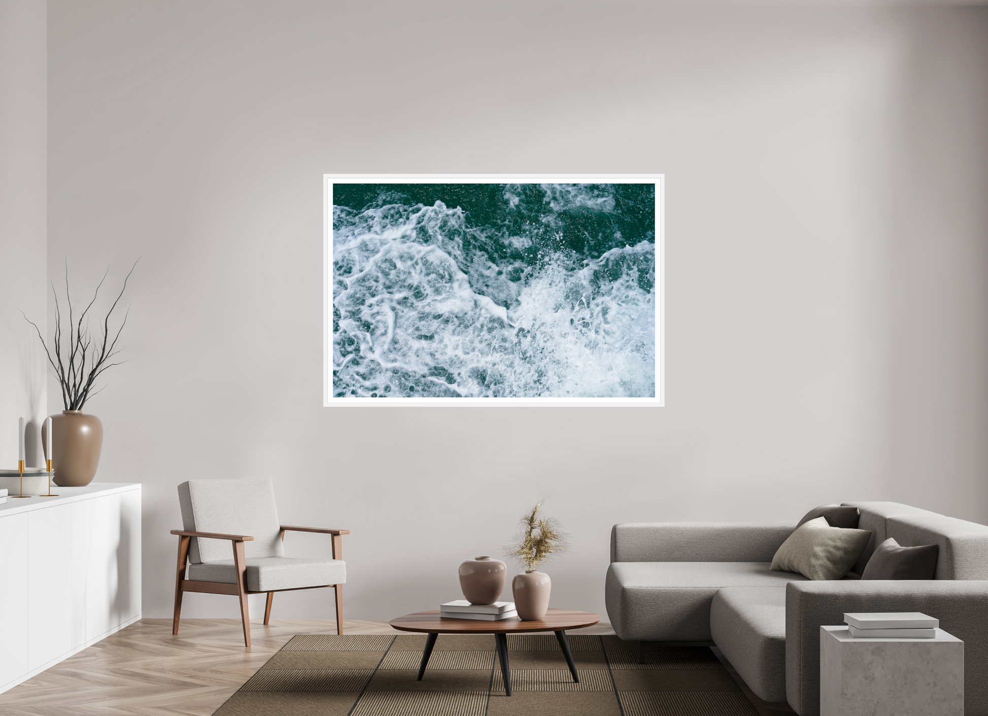 66 x 44″, Matt White Foam and Fury