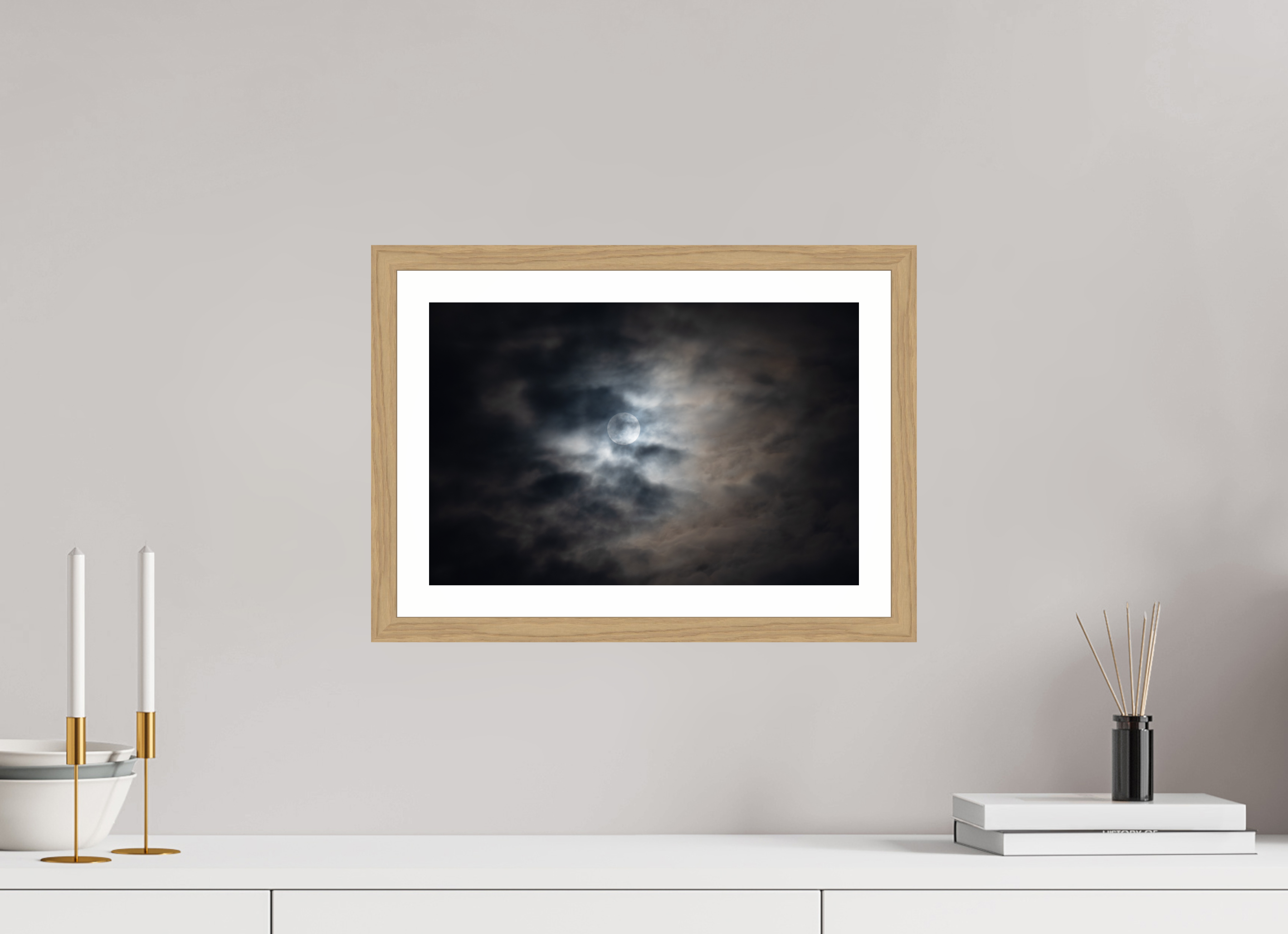 15 x 10″, Natural Oak Lunar Light I