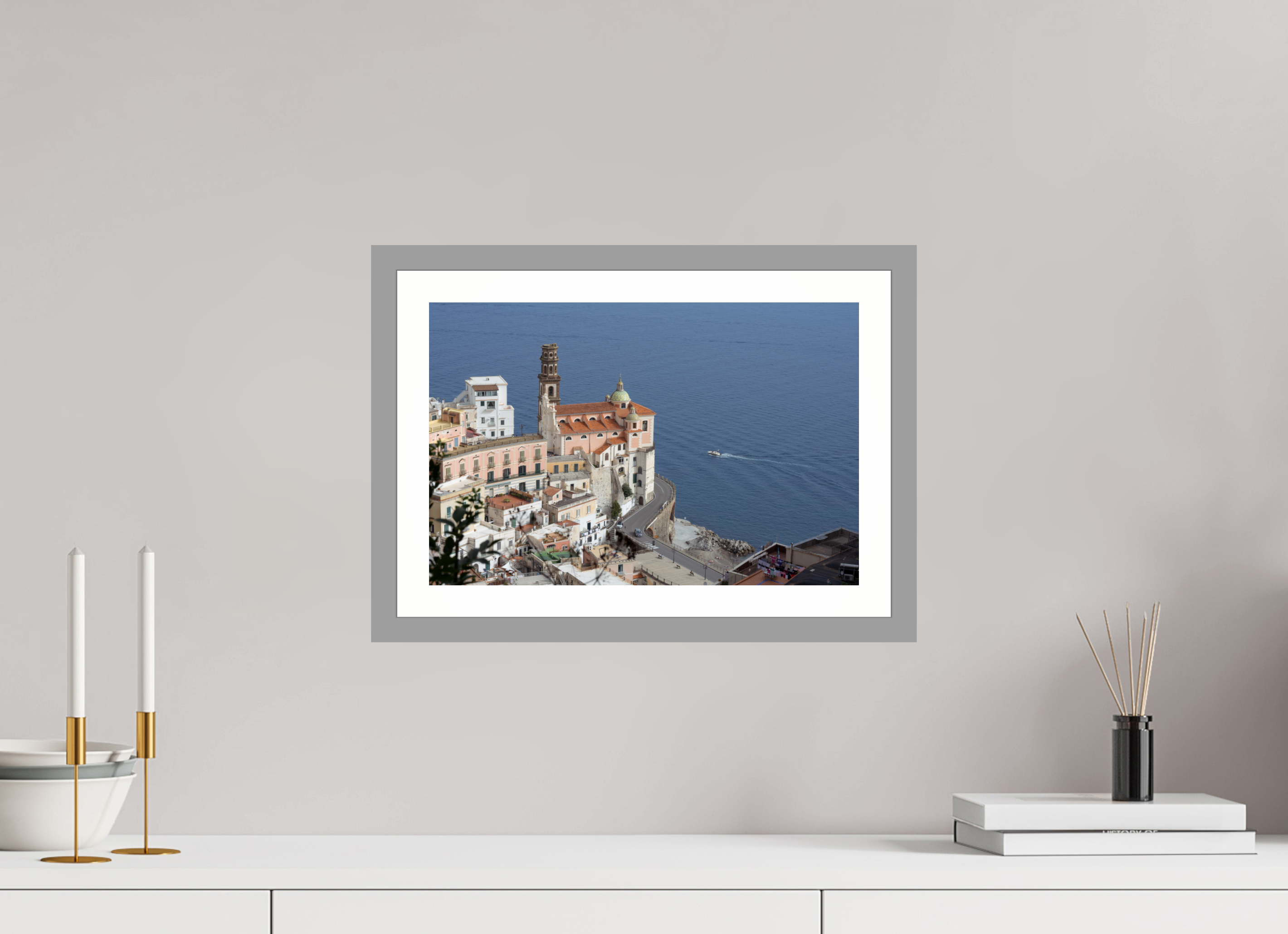 15 x 10″, Matt Light Gray A Cathedral Over Blue