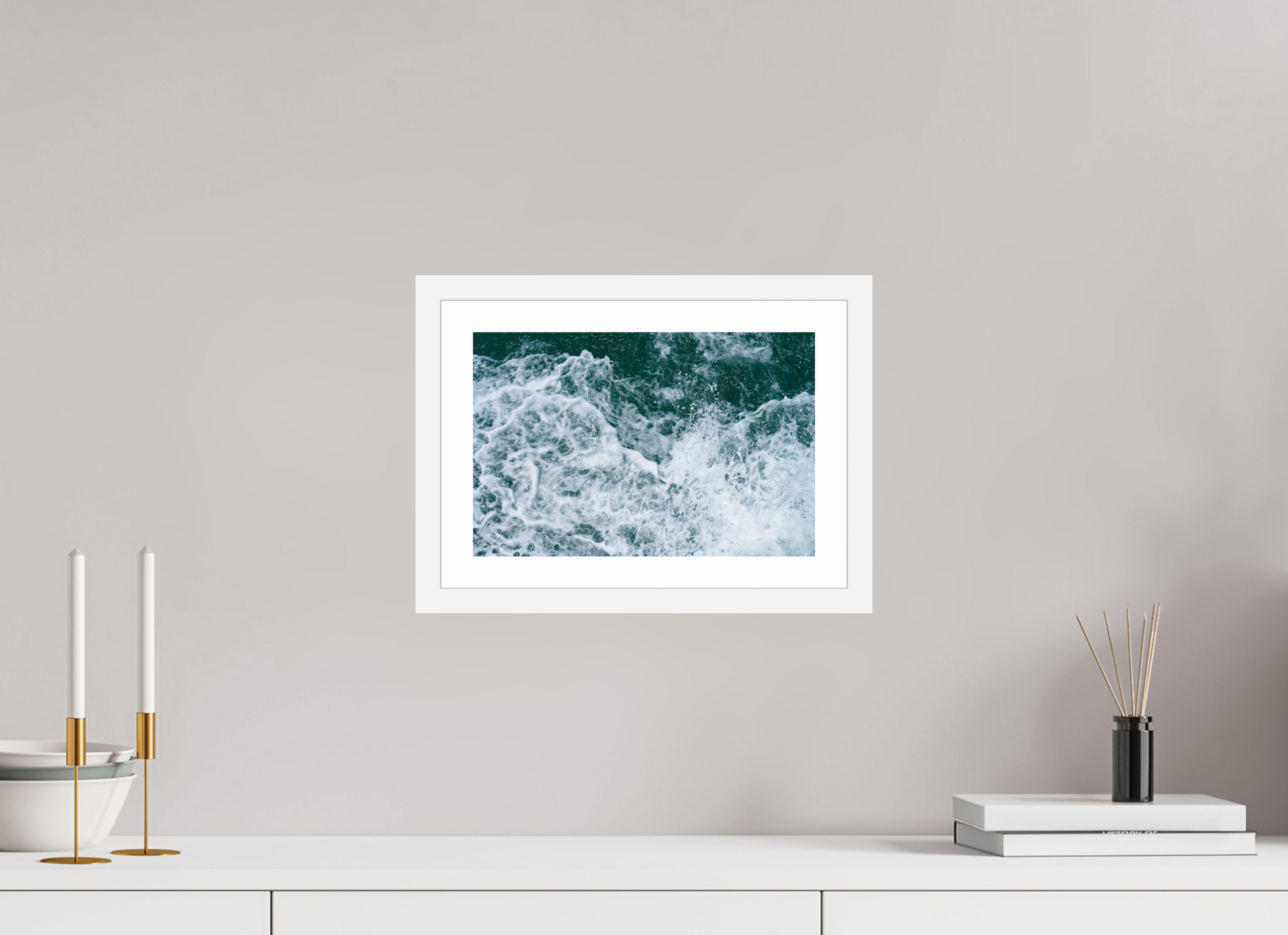 12 x 8″, Matt White Foam and Fury