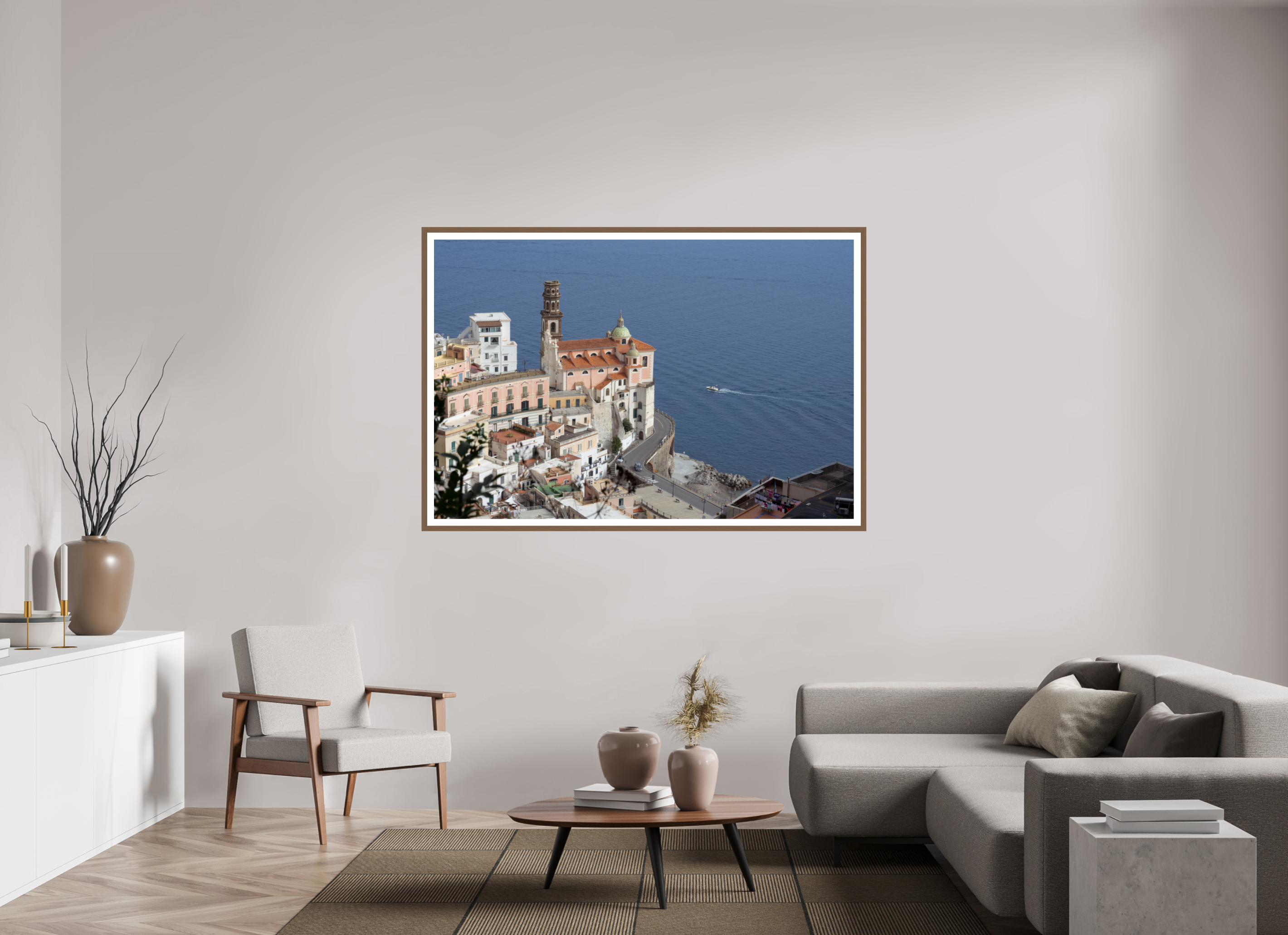 66 x 44″, Walnut A Cathedral Over Blue