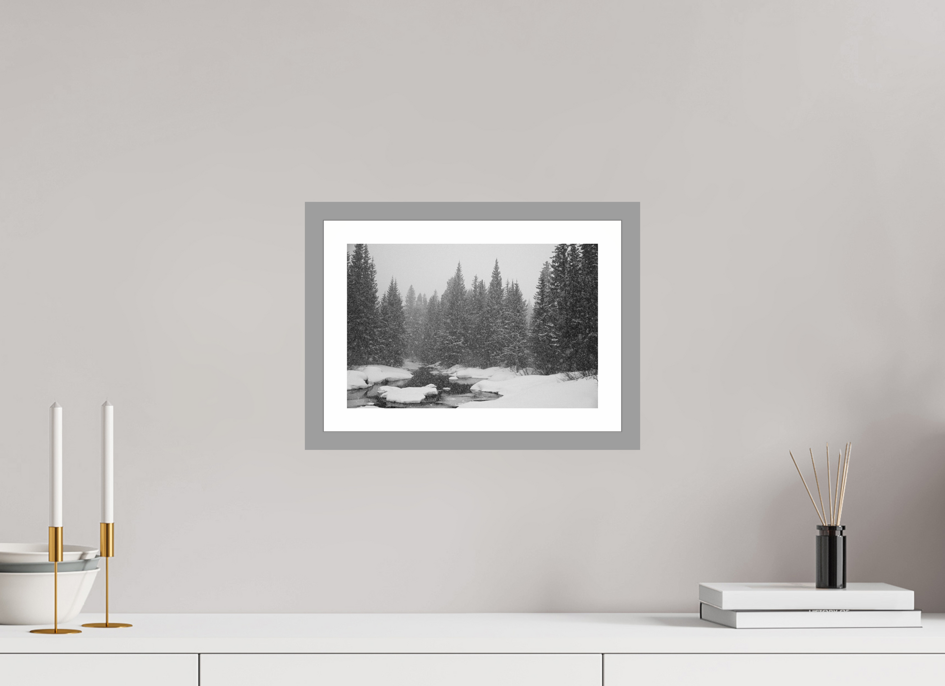 12 x 8″, Matt Light Gray Falling Quiet