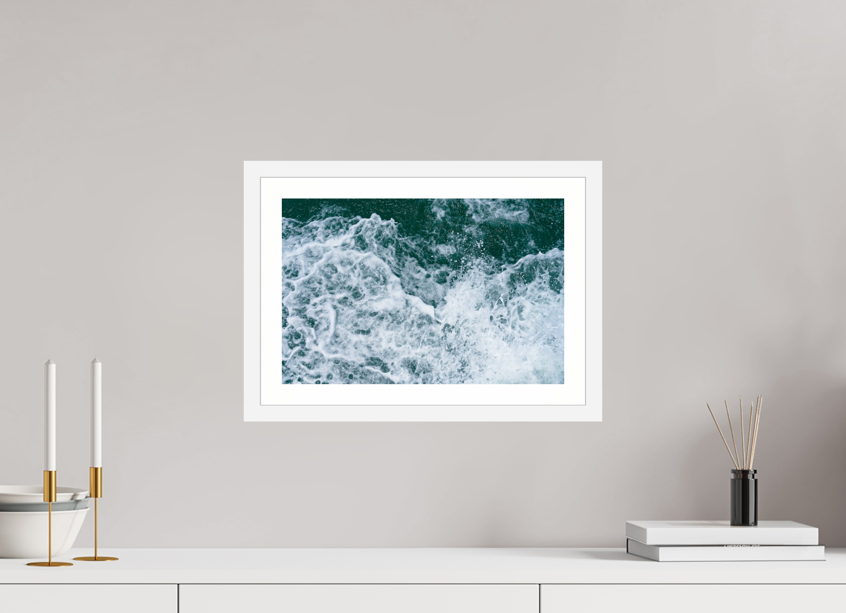 15 x 10″, Matt White Foam and Fury