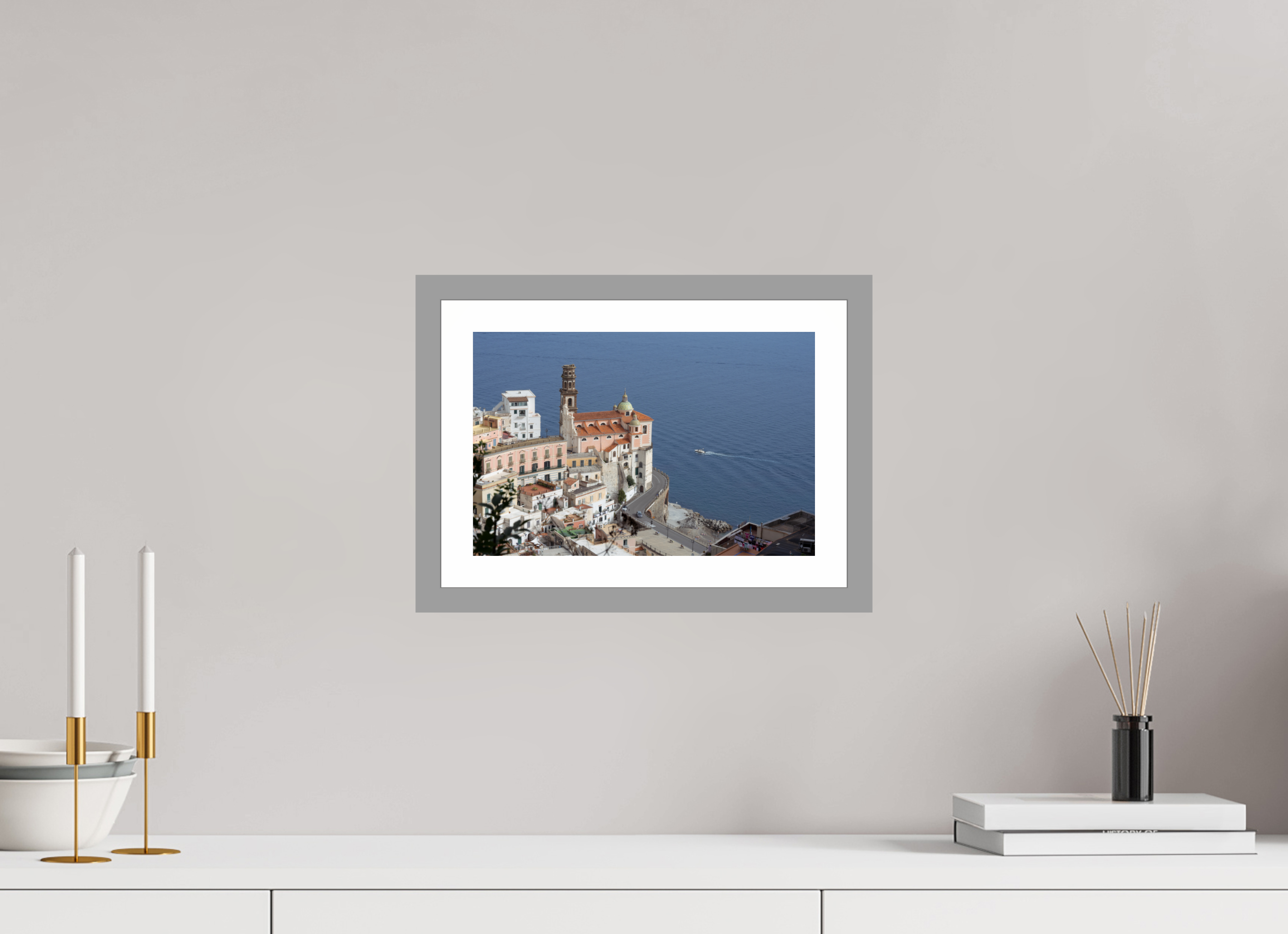 12 x 8″, Matt Light Gray A Cathedral Over Blue