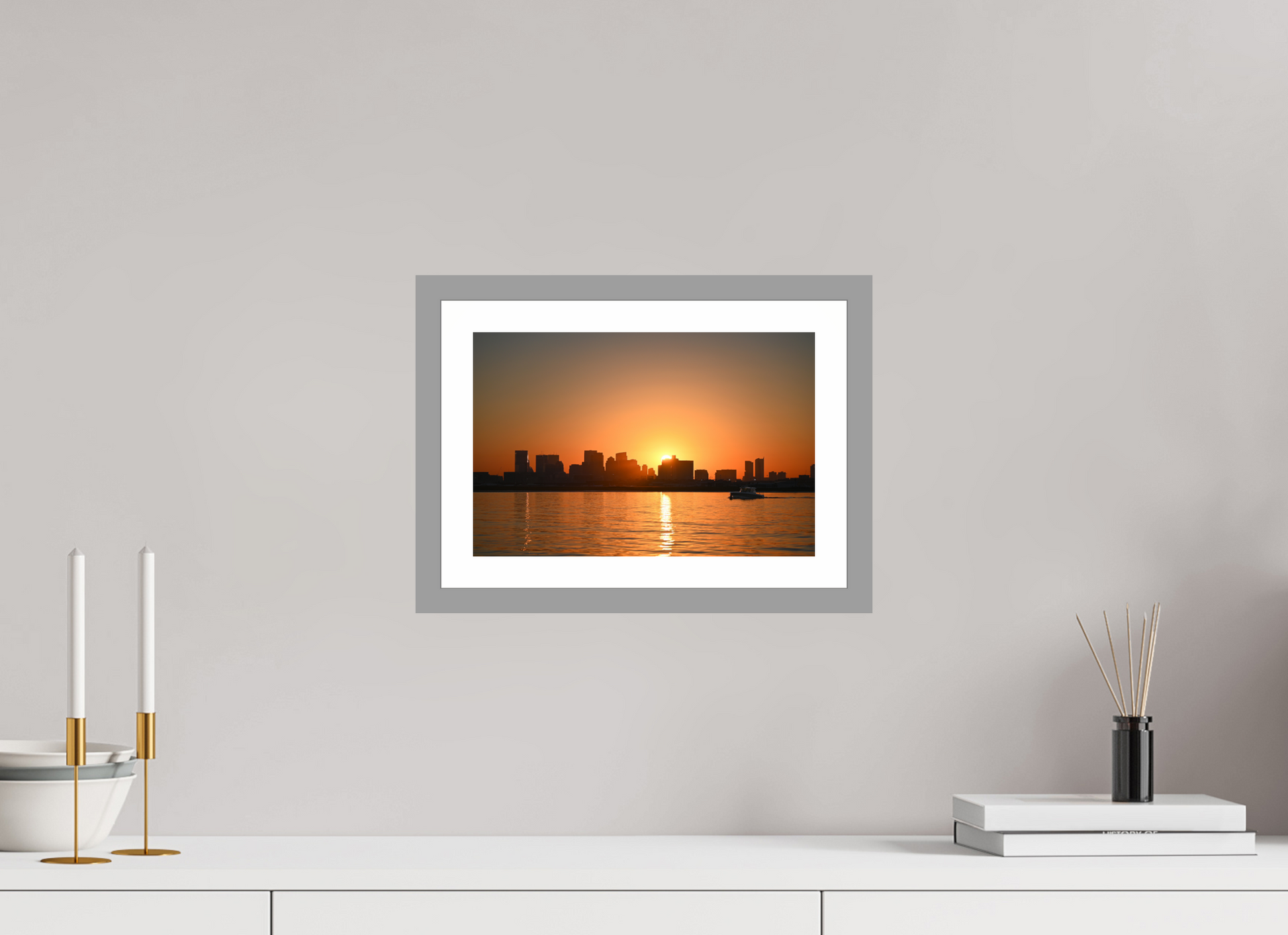 12 x 8″, Matt Light Gray The Day Begins in Gold