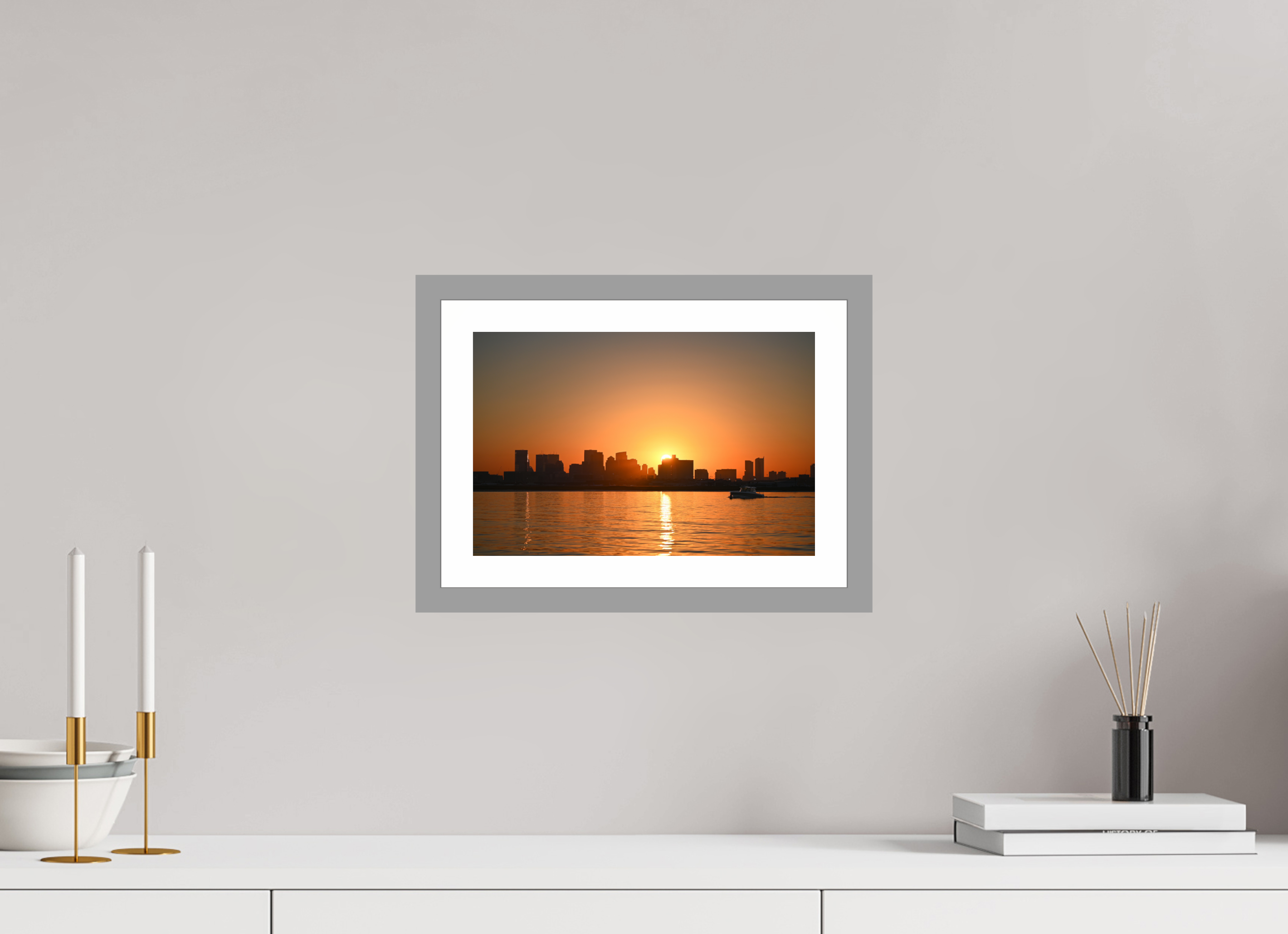 12 x 8″, Matt Light Gray The Day Begins in Gold