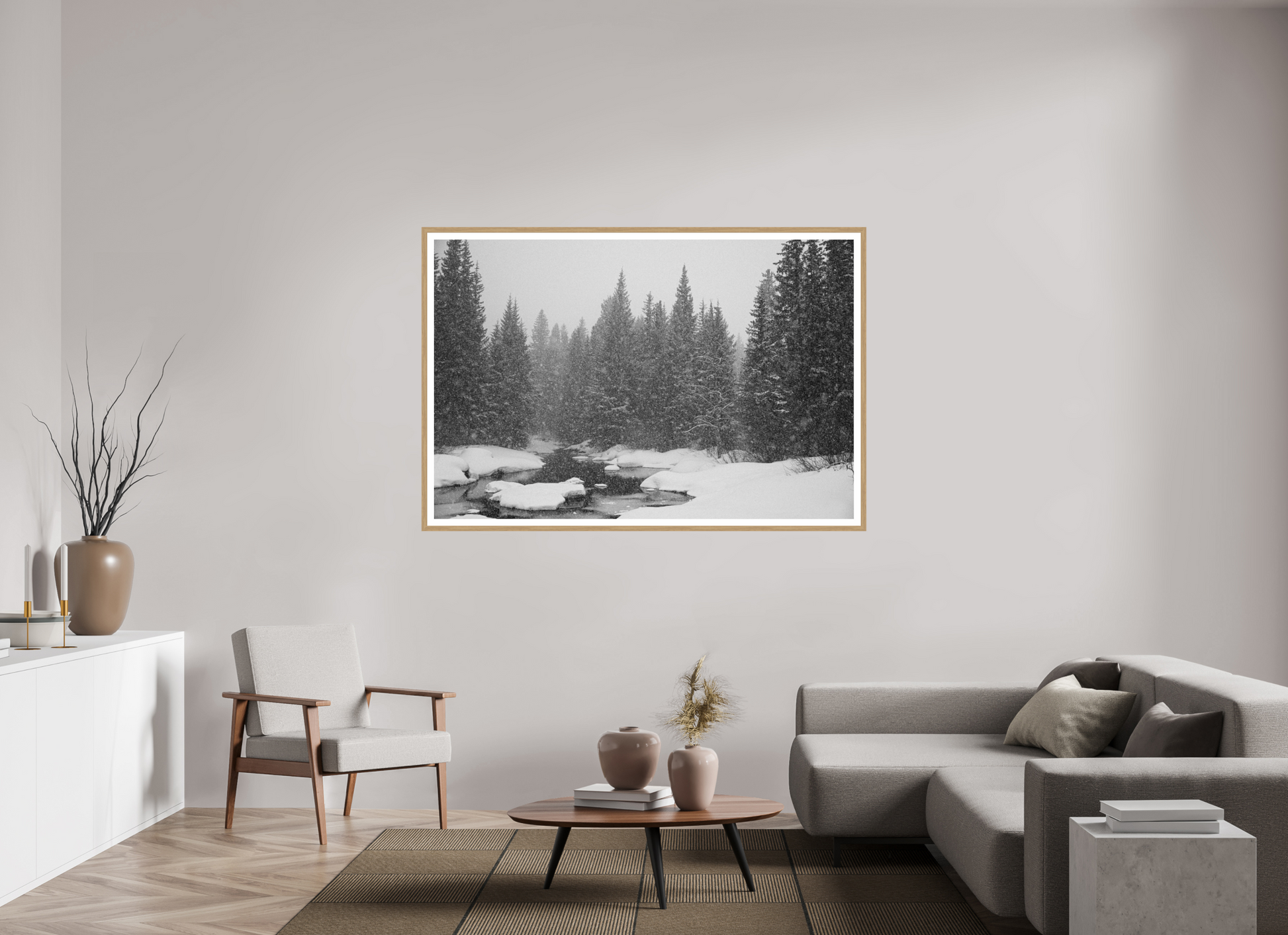 66 x 44″, Natural Oak Falling Quiet