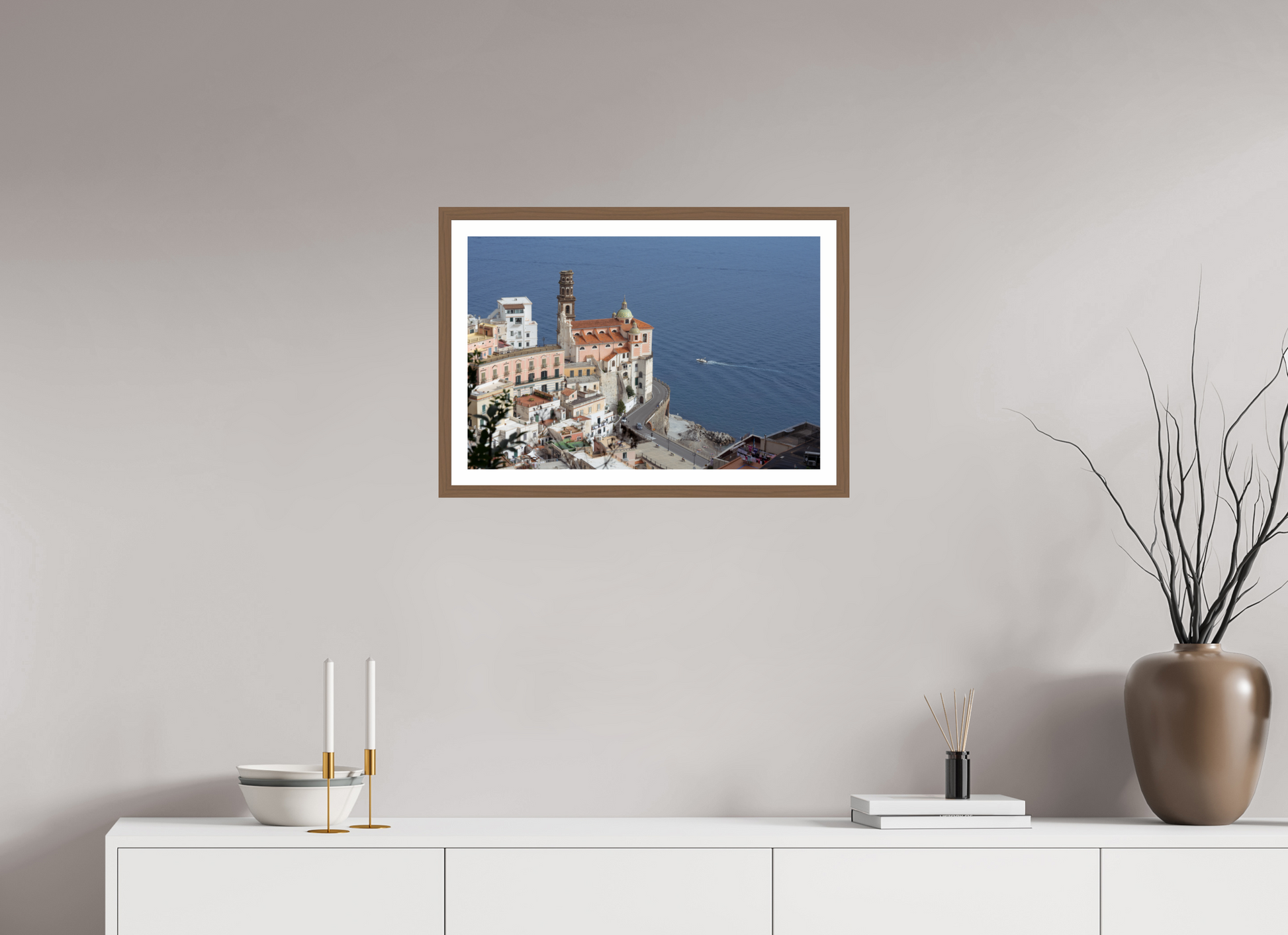 24 x 16″, Walnut A Cathedral Over Blue