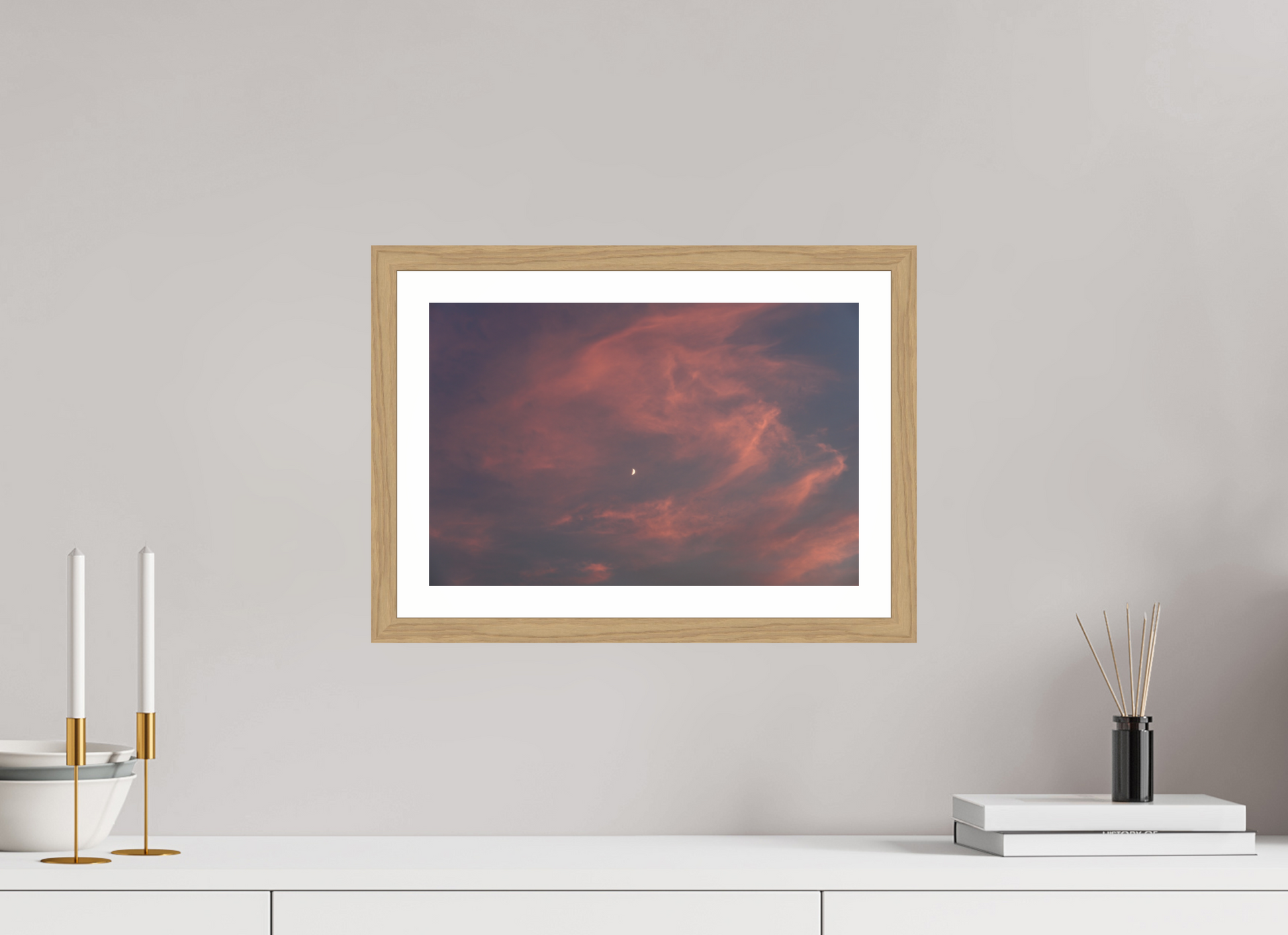 15 x 10″, Natural Oak Crescent in Blush