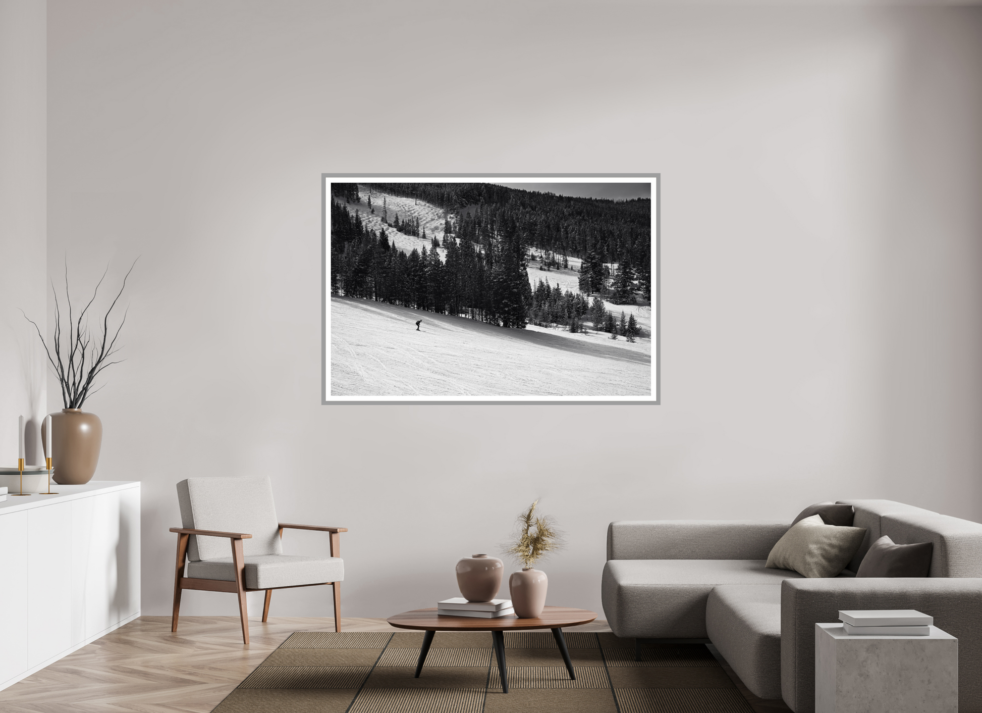 66 x 44″, Matt Light Gray Solitude in Motion