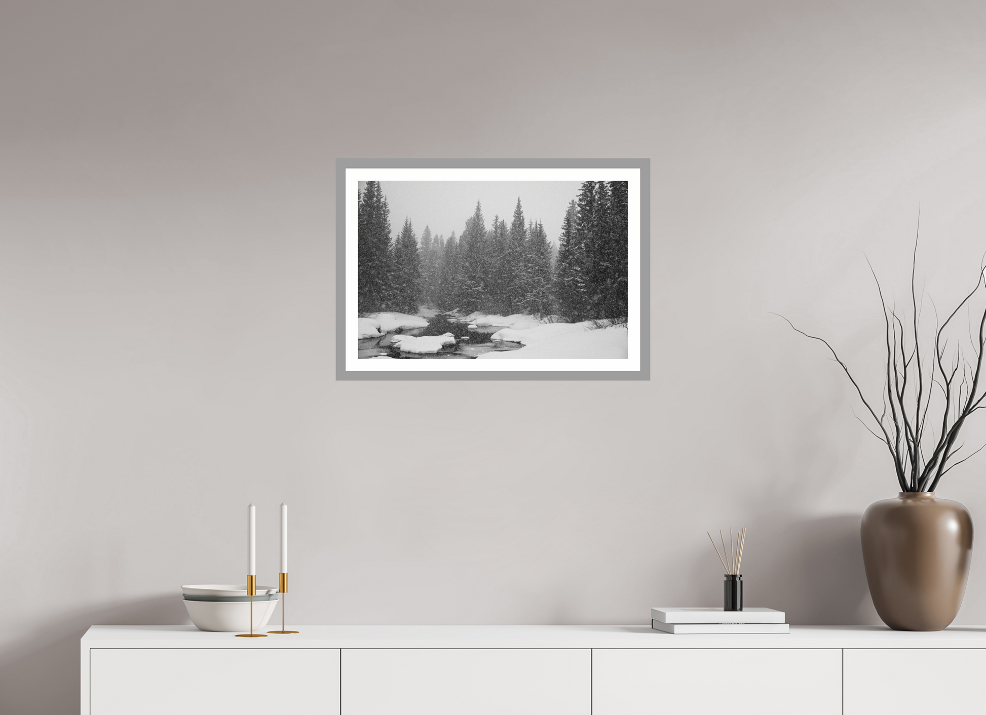 24 x 16″, Matt Light Gray Falling Quiet