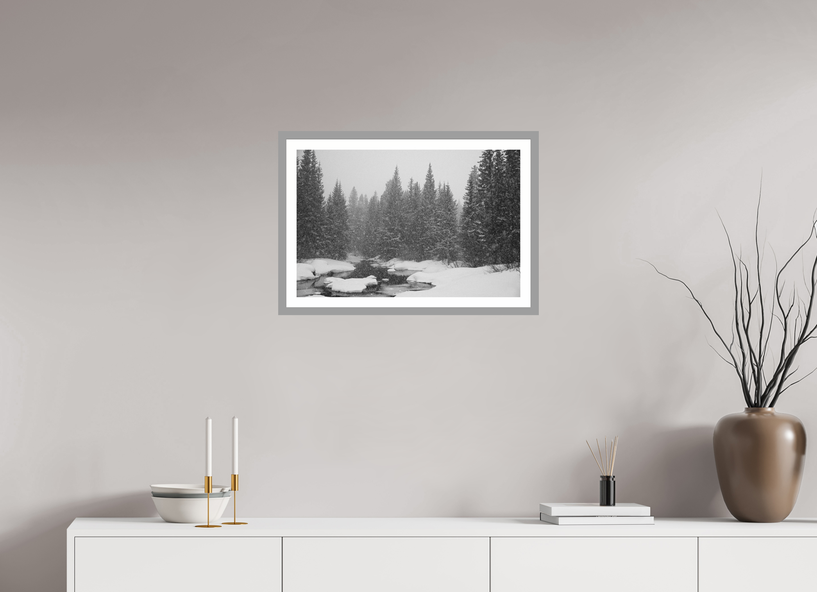 24 x 16″, Matt Light Gray Falling Quiet