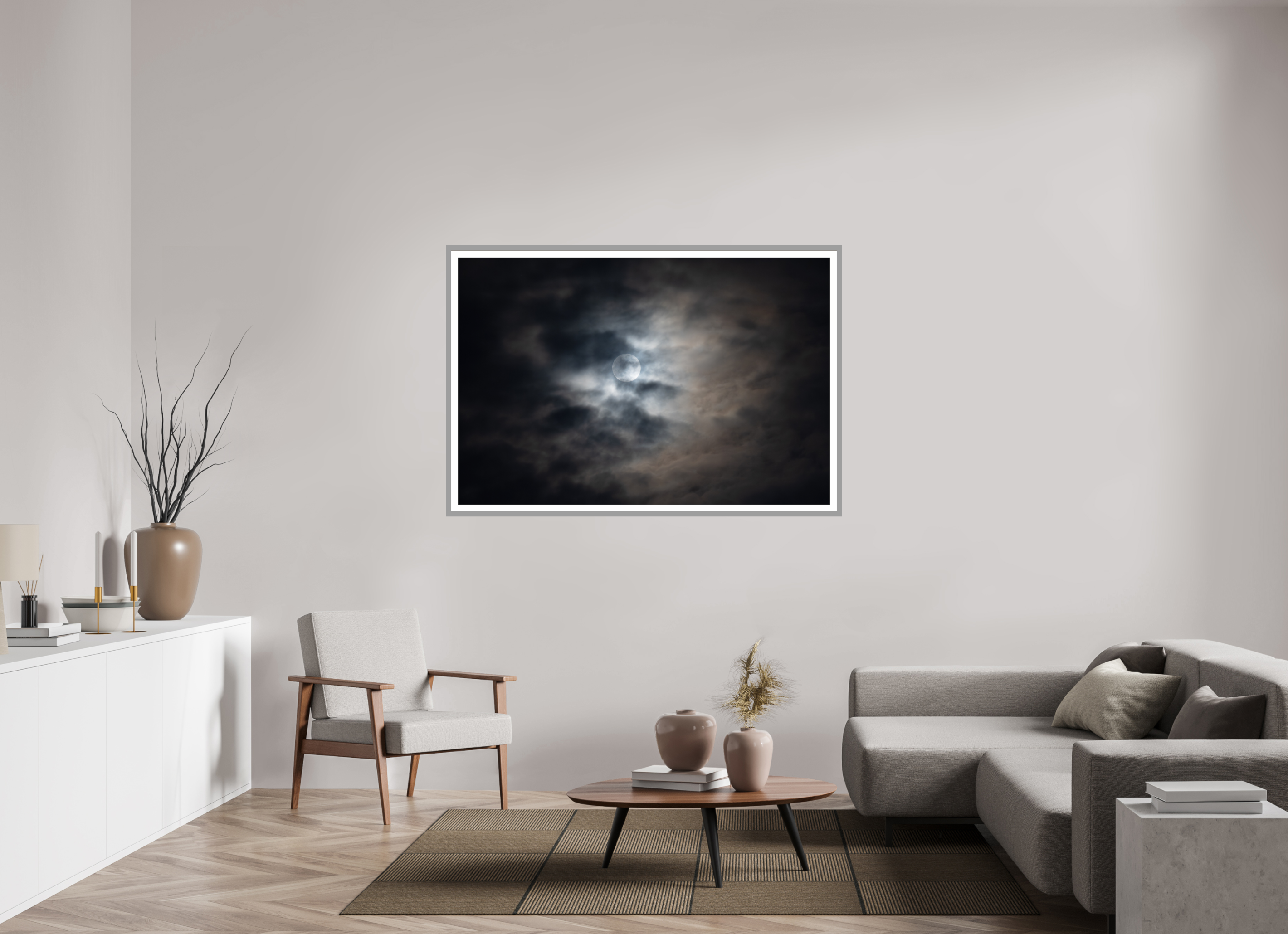 60 x 40″, Matt Light Gray Lunar Light I