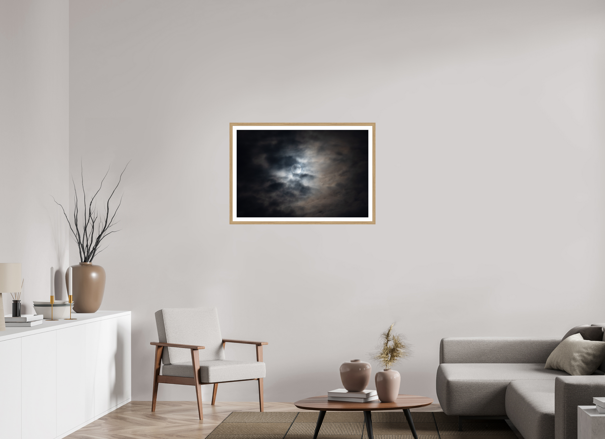 36 x 24″, Natural Oak Lunar Light I