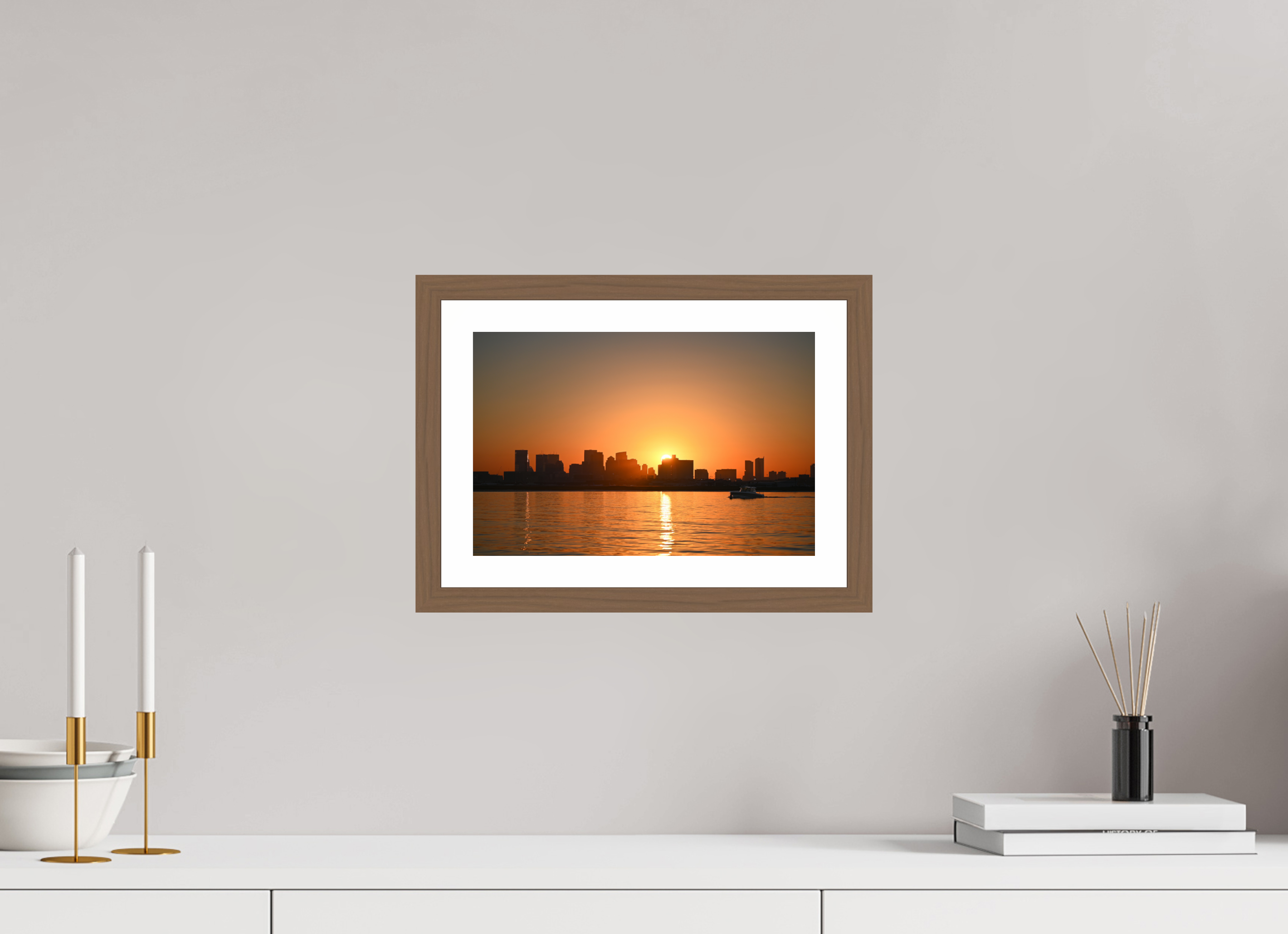 12 x 8″, Walnut The Day Begins in Gold