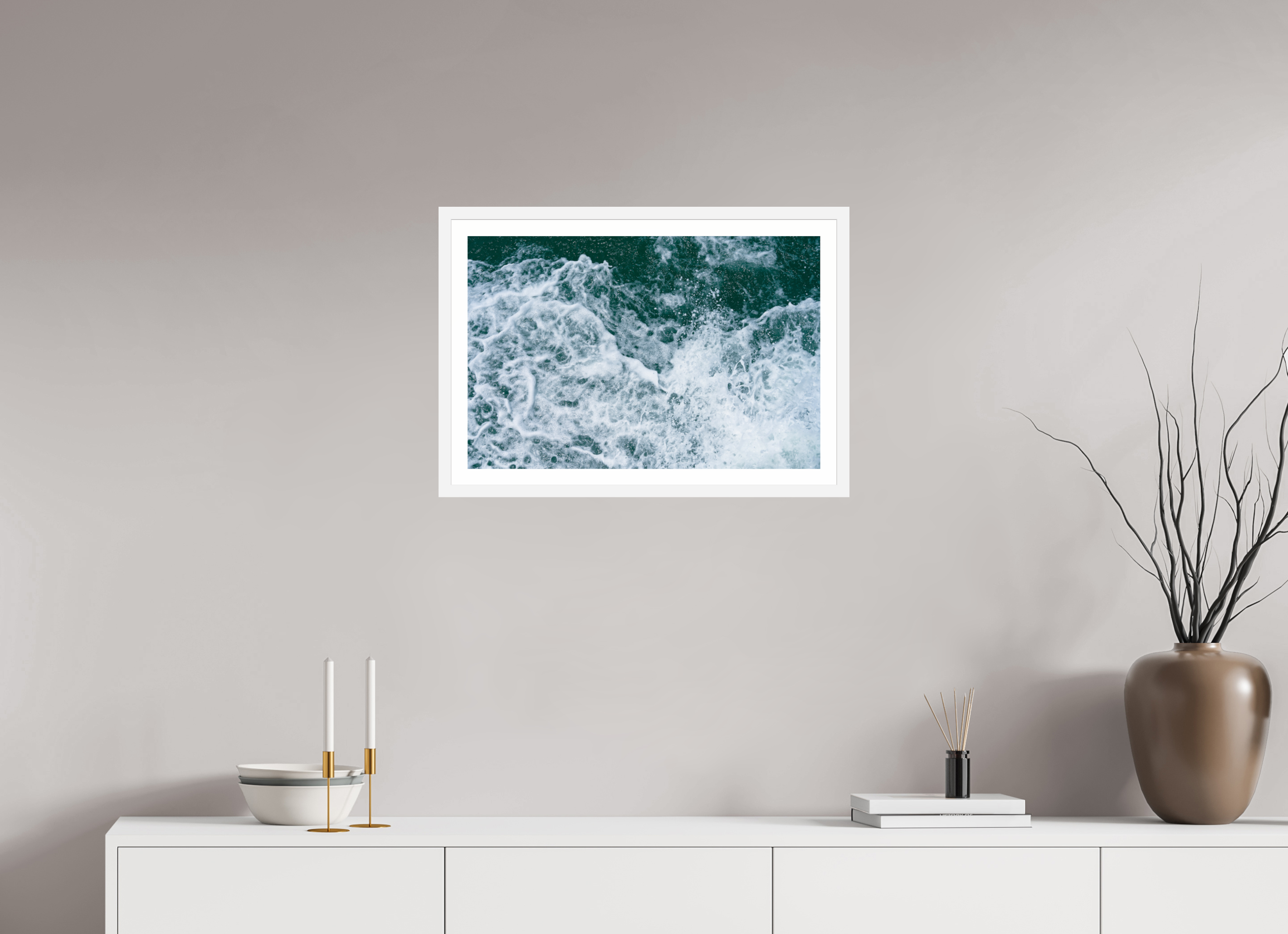 24 x 16″, Matt White Foam and Fury