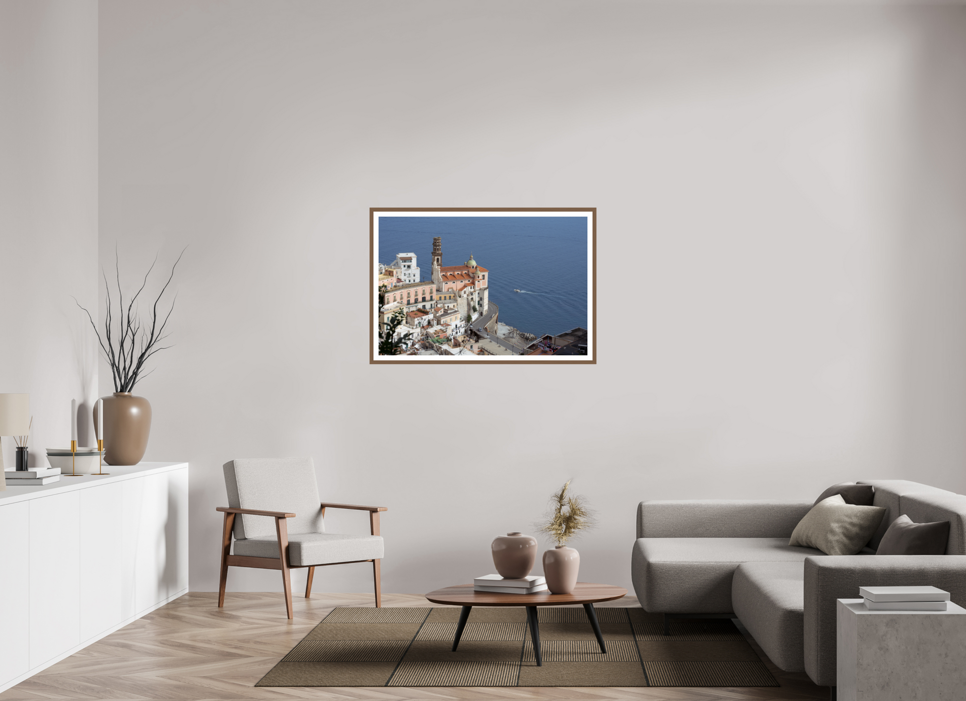 45 x 30″, Walnut A Cathedral Over Blue