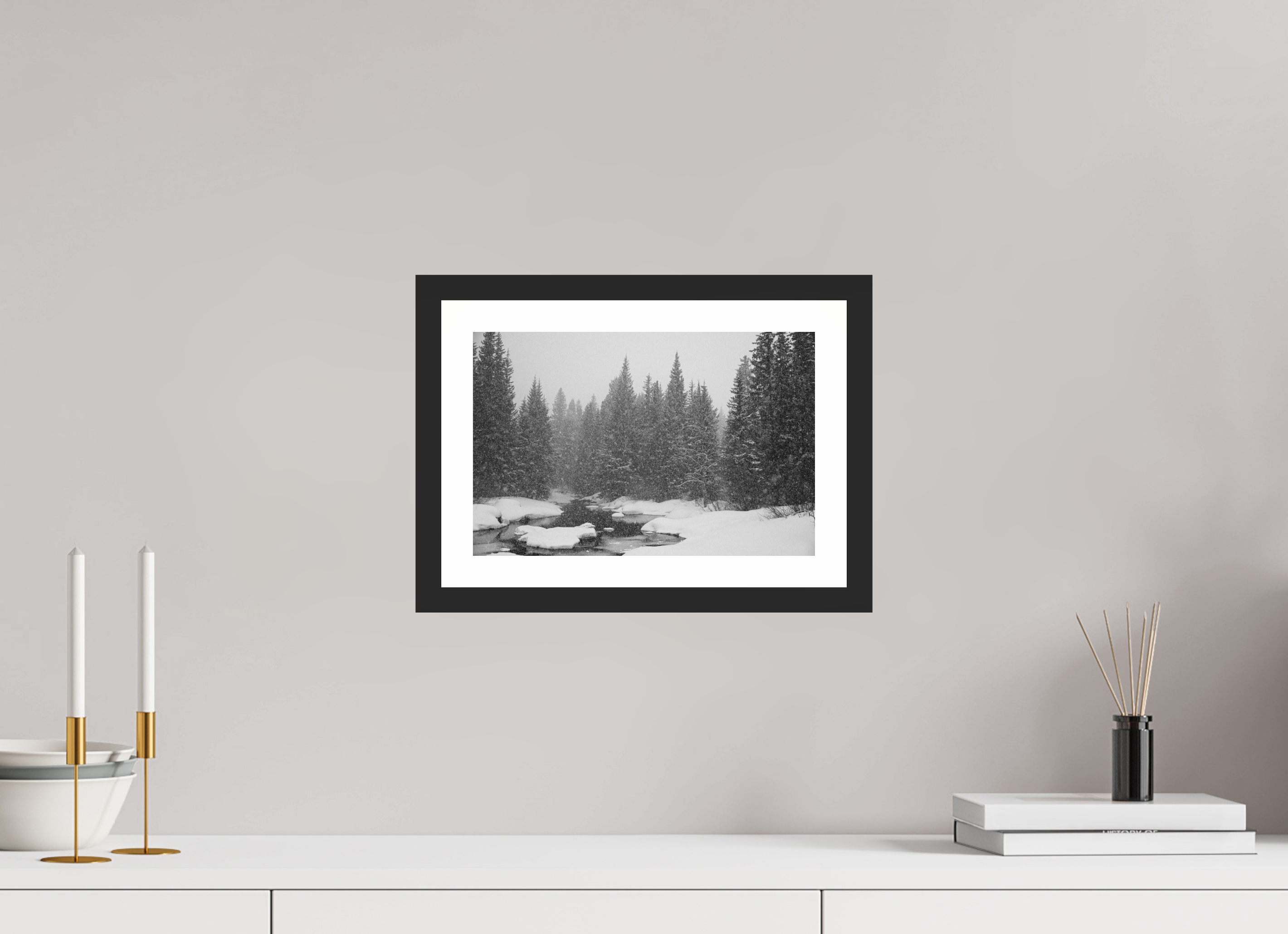 12 x 8″, Matt Black Falling Quiet