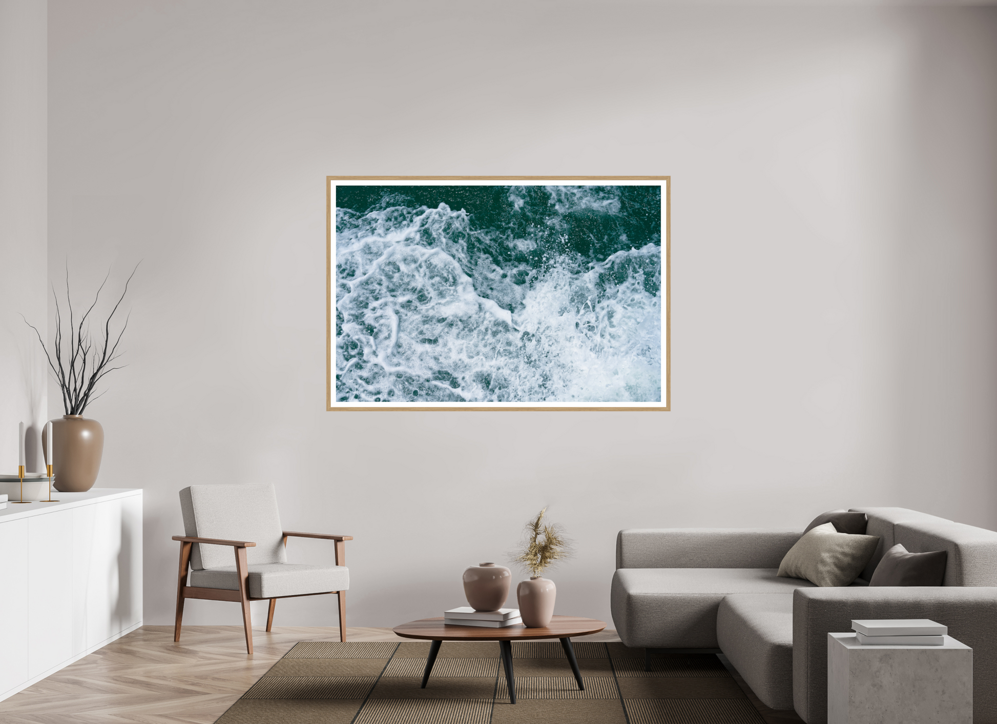 66 x 44″, Natural Oak Foam and Fury