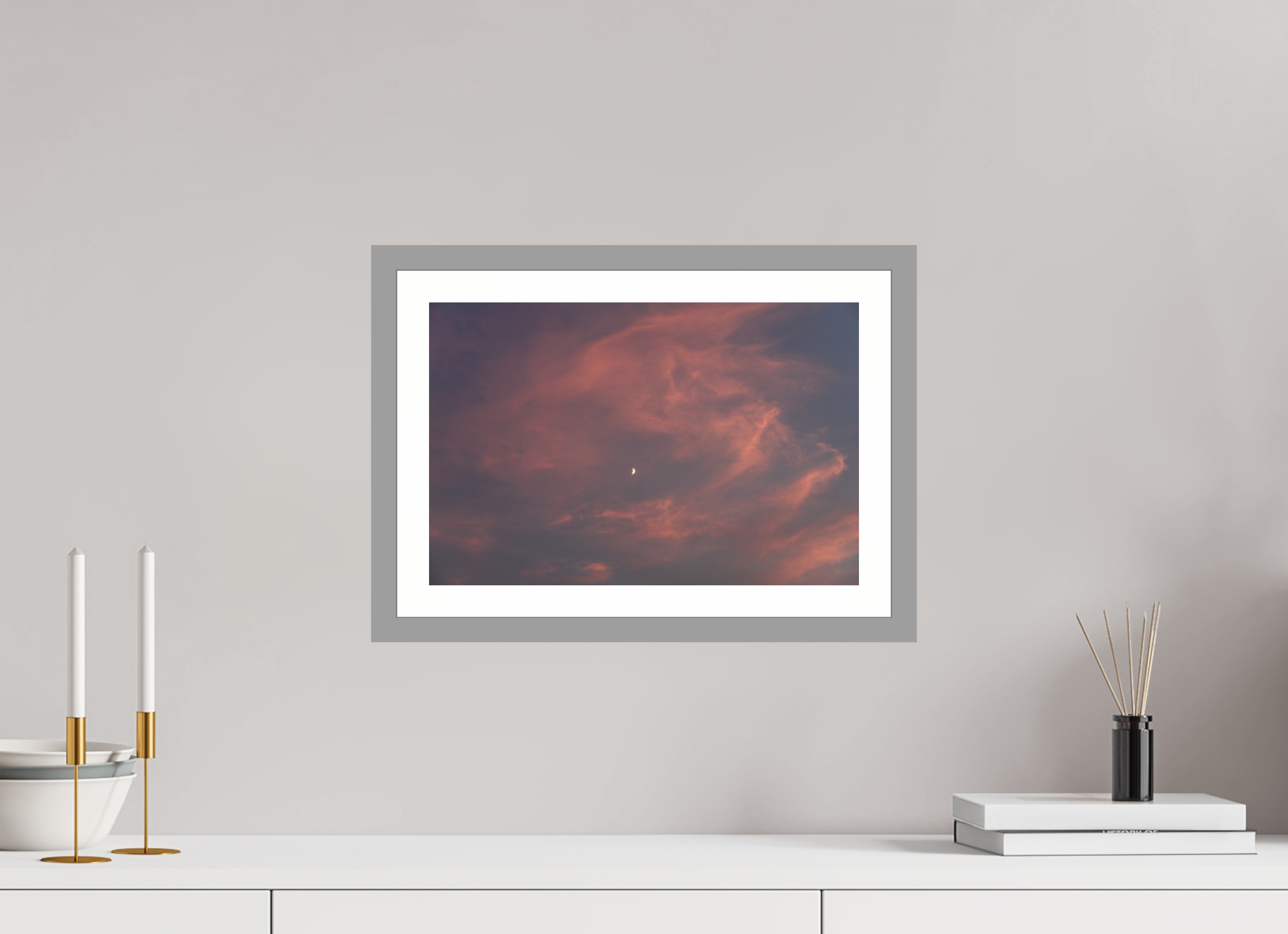 15 x 10″, Matt Light Gray Crescent in Blush