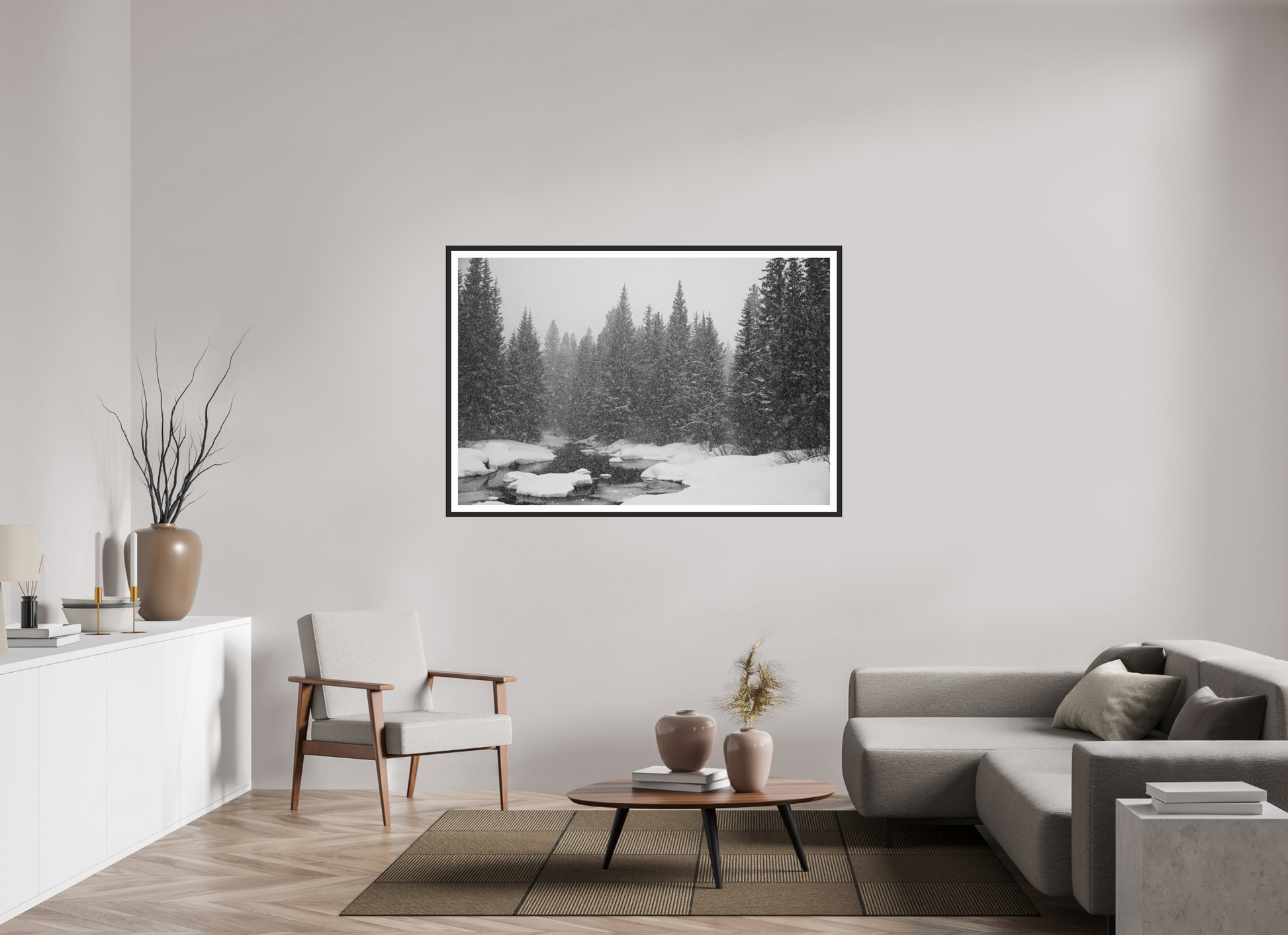 60 x 40″, Matt Black Falling Quiet