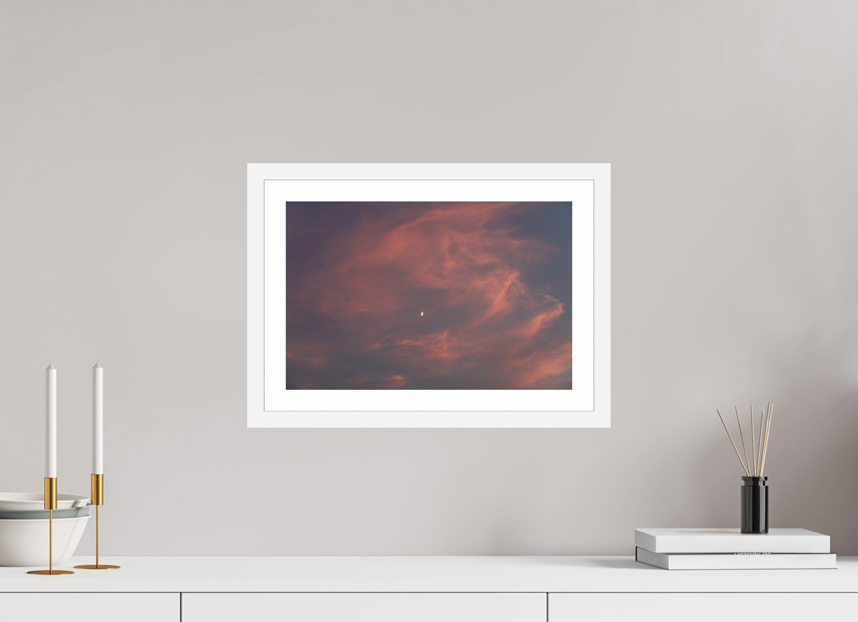 15 x 10″, Matt White Crescent in Blush