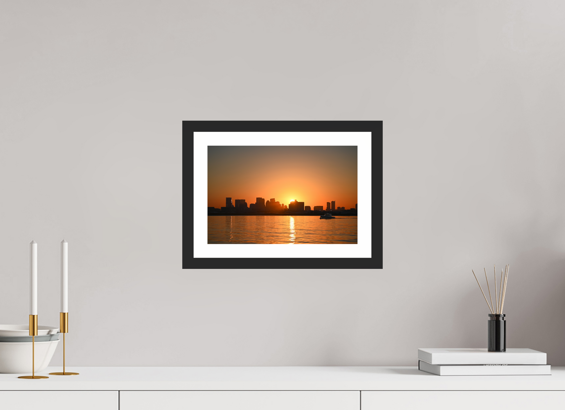 12 x 8″, Matt Black The Day Begins in Gold