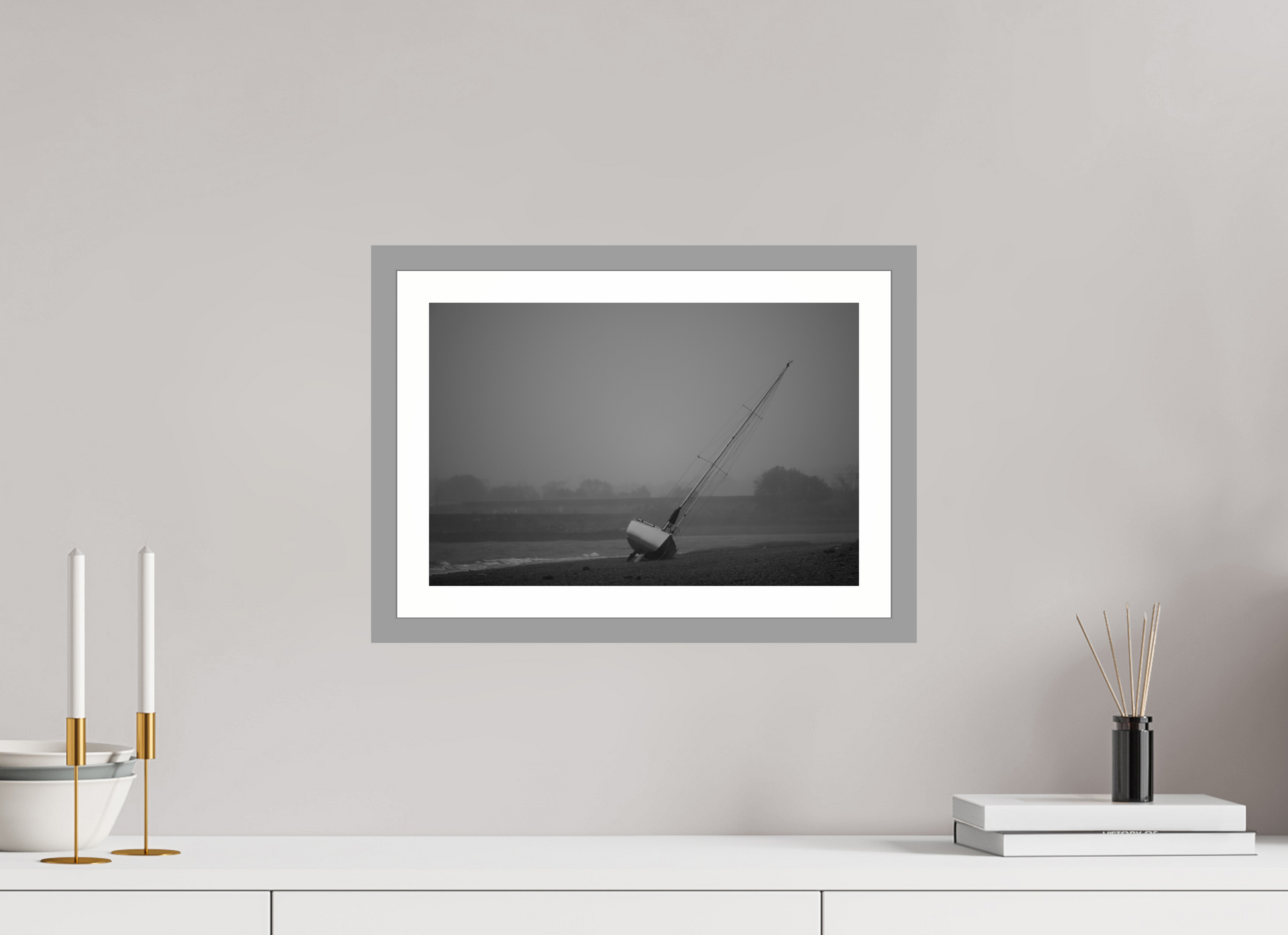 15 x 10″, Matt Light Gray Leaning into the Mist