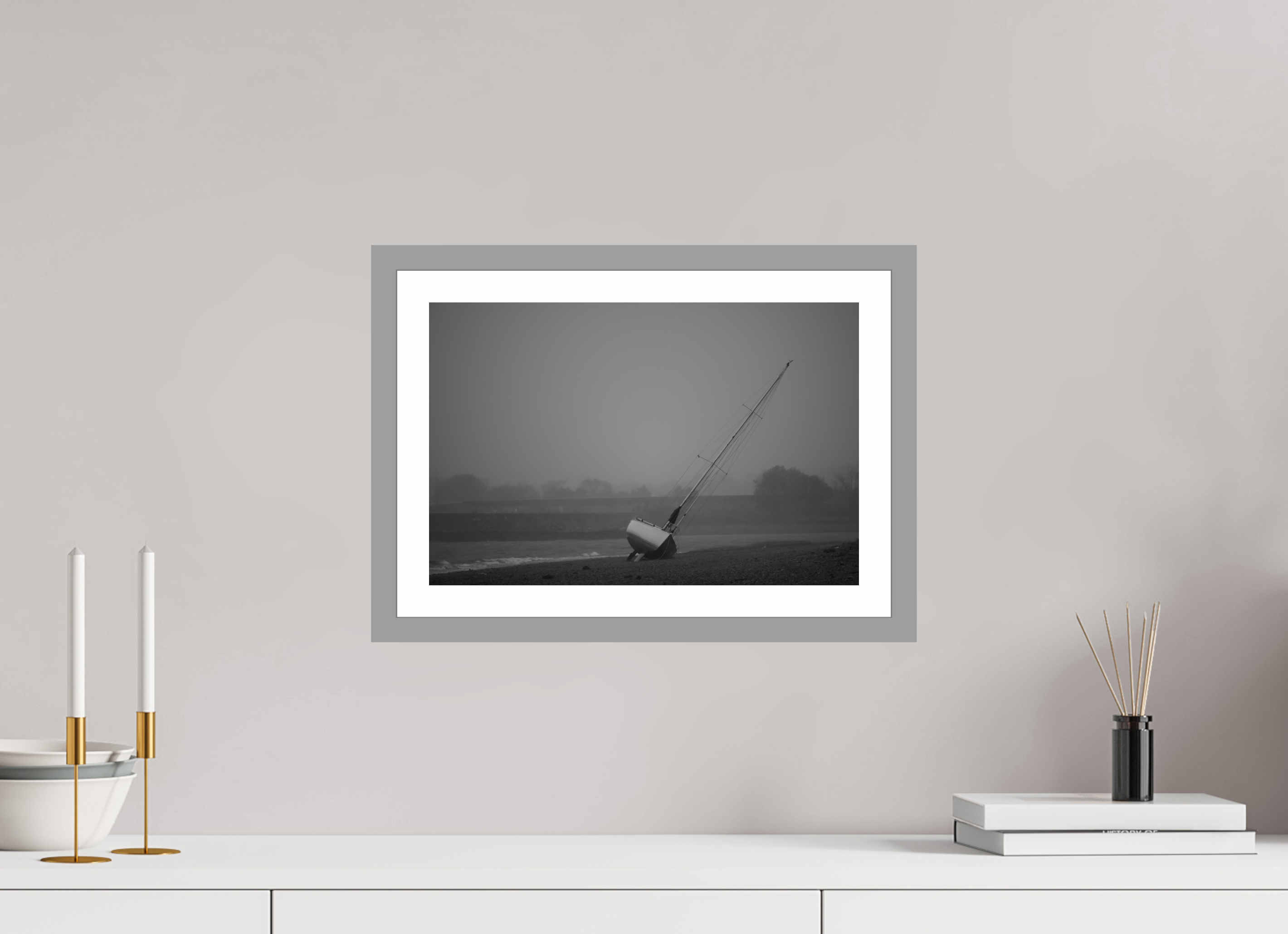 15 x 10″, Matt Light Gray Leaning into the Mist